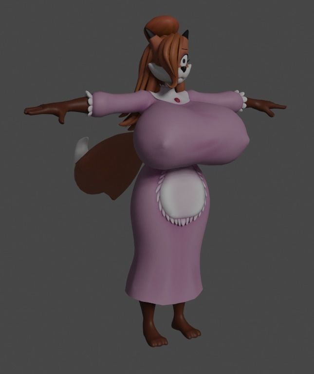 Auntie Vixen Low-poly 3D model_3