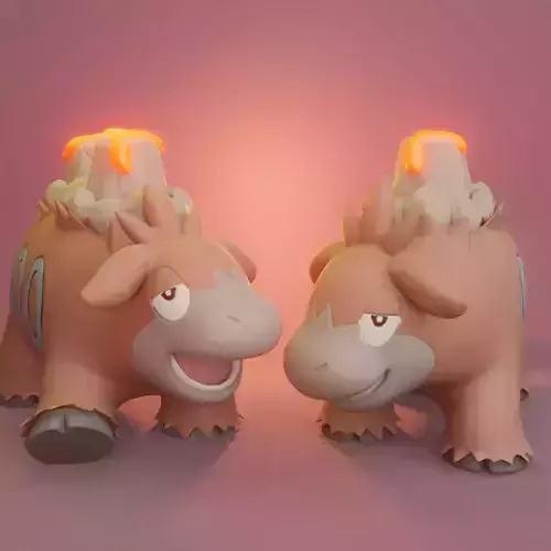 Pokemon - Camerupt with two different poses