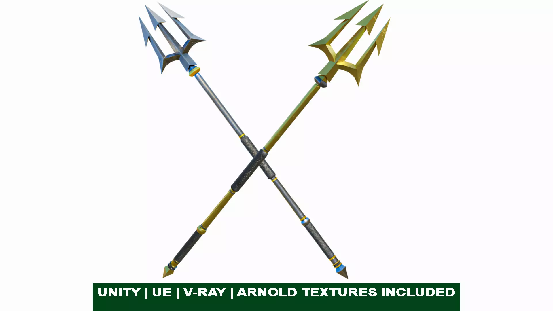 Trident Collection GameReady With PBR Textures Low-poly 3D model_0