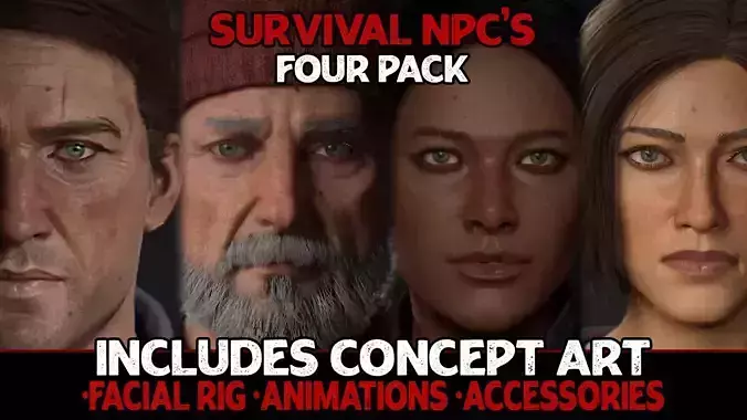 Survival NPCs - Four Pack UE4 Low-poly 3D model