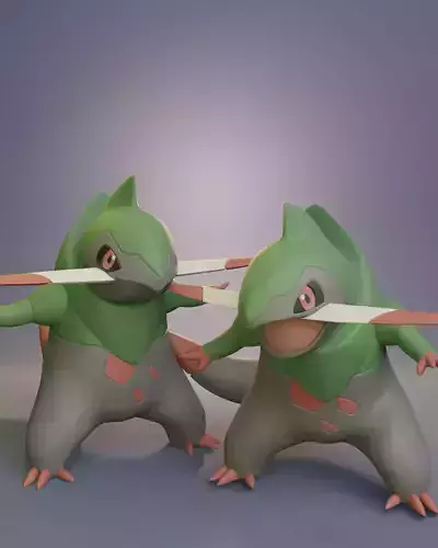Pokemon - Fraxure with two different poses 3D print model