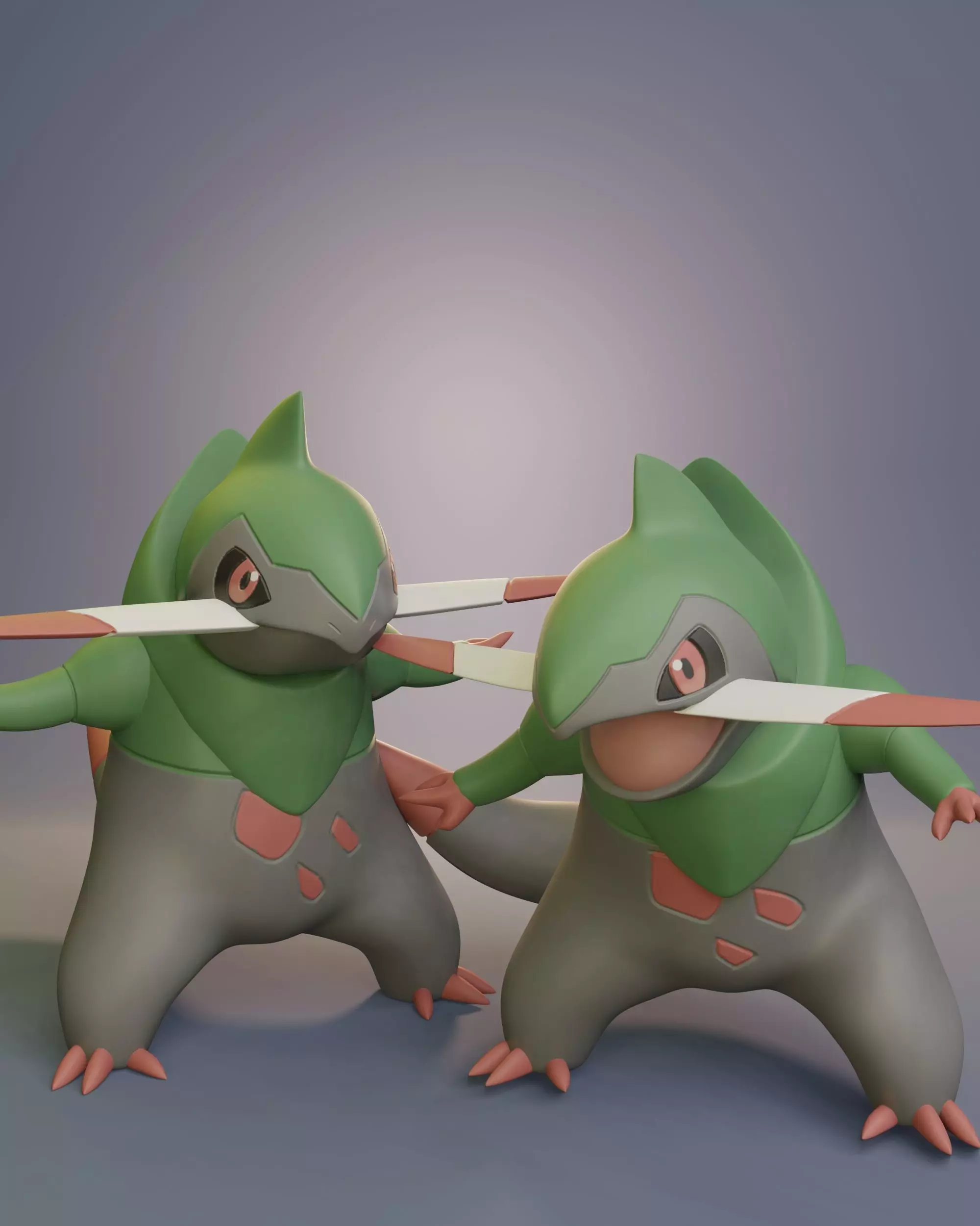 Pokemon - Fraxure with two different poses 3D print model