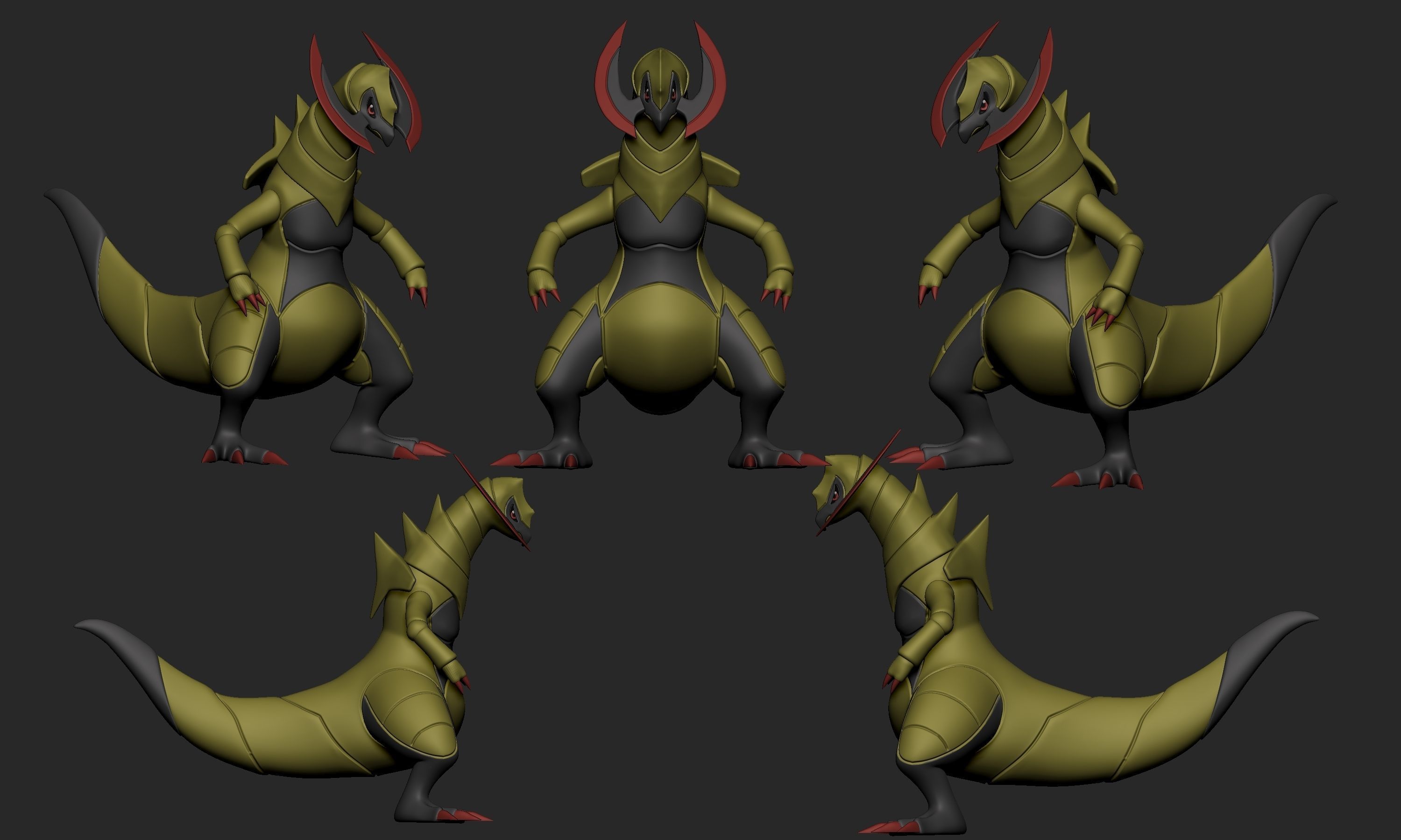 Pokemon - Haxorus with two different poses 3D print model_4