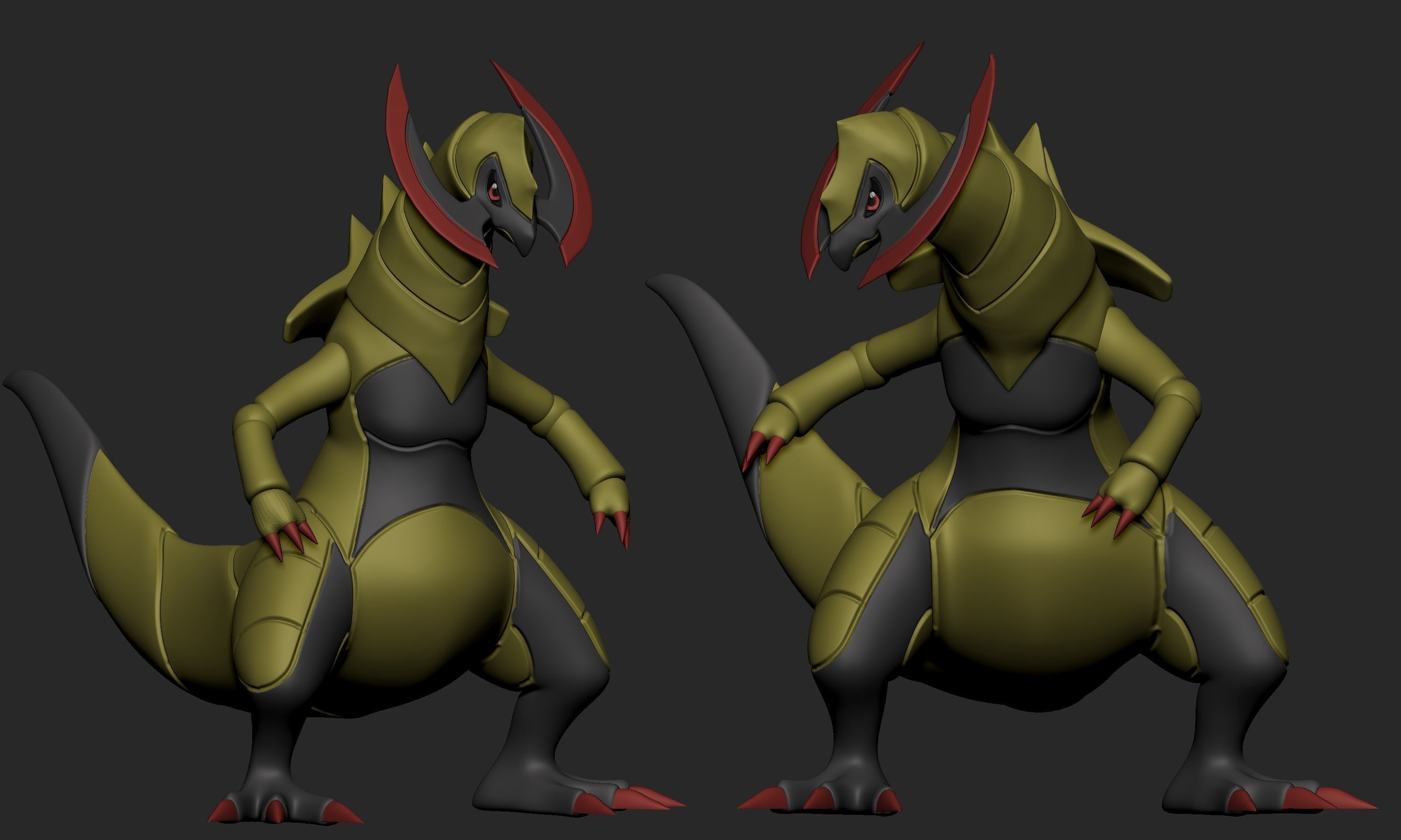 Pokemon - Haxorus with two different poses 3D print model_5
