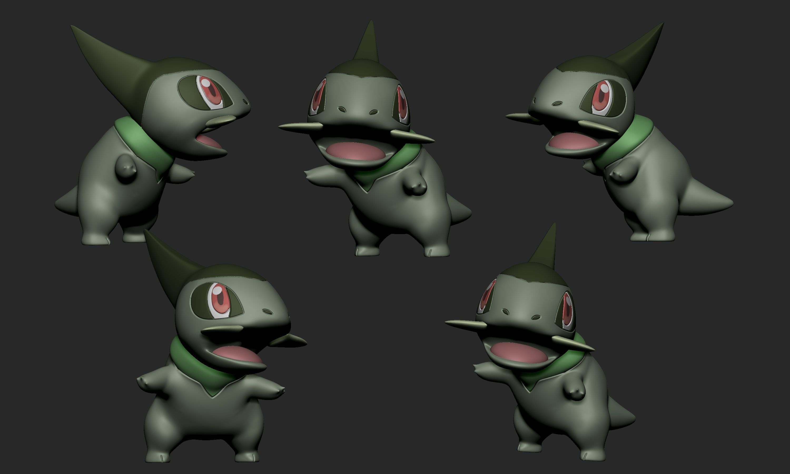 Pokemon - Axew Fraxure and Haxorus with two different poses each 3D print model_3