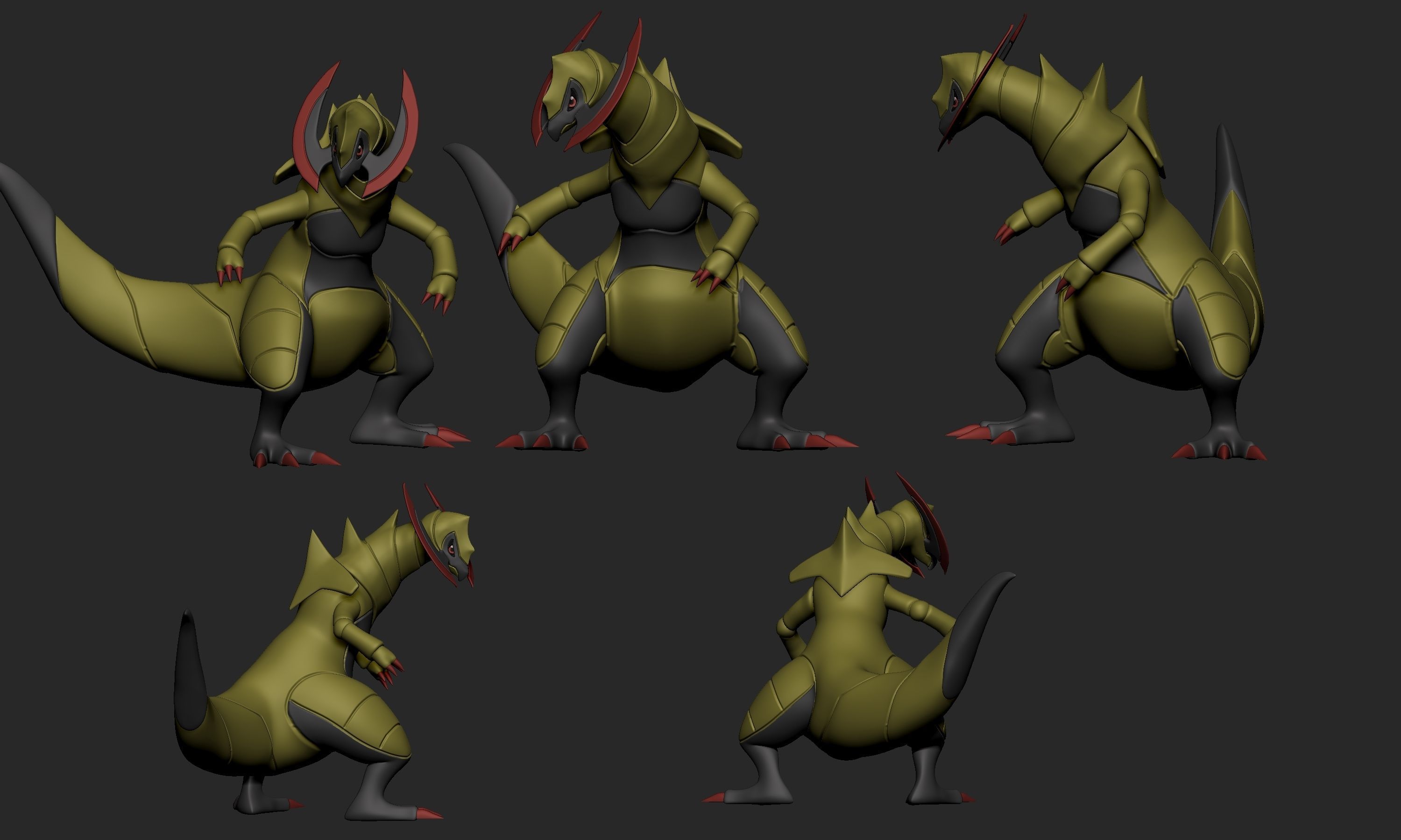 Pokemon - Axew Fraxure and Haxorus with two different poses each 3D print model_10