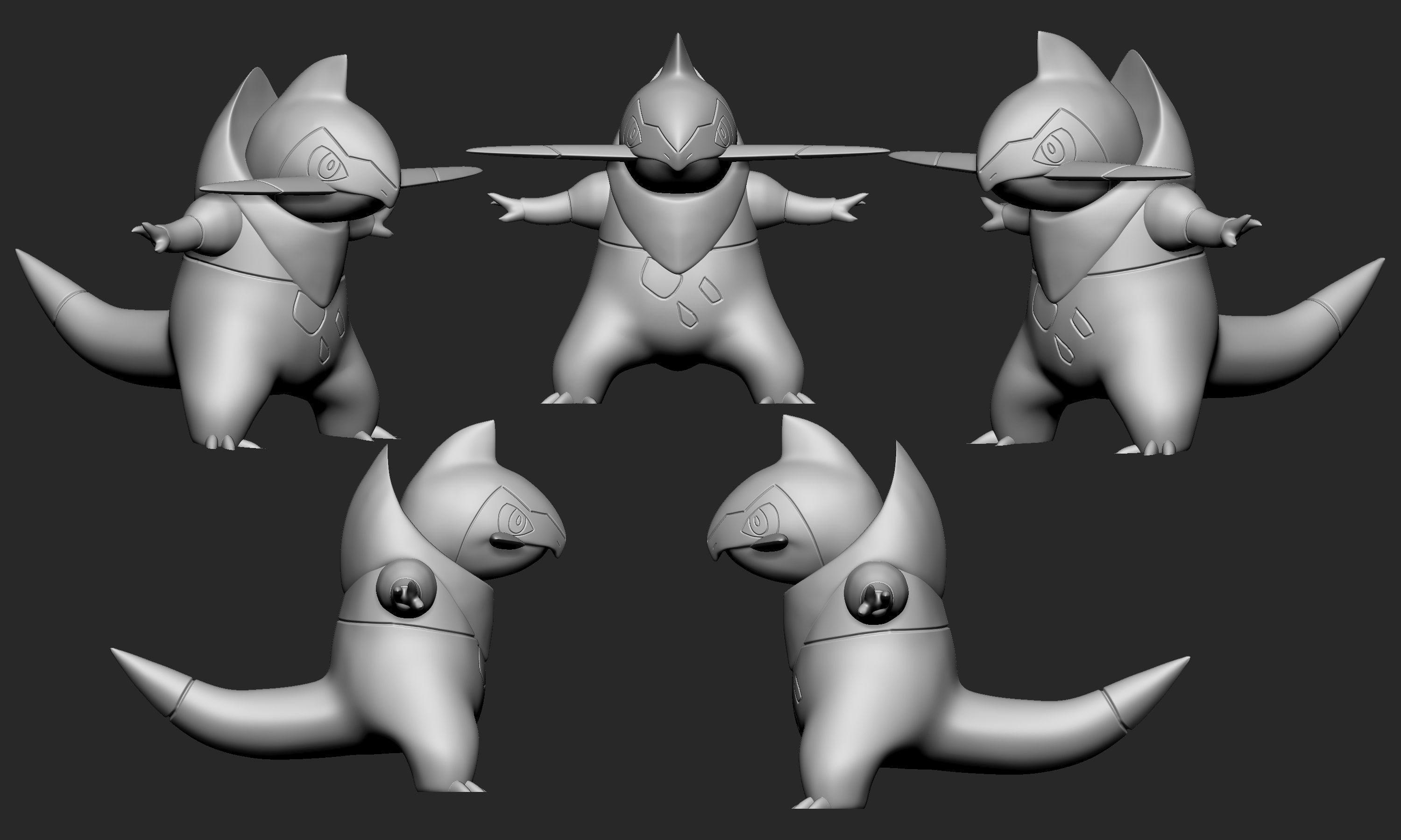 Pokemon - Axew Fraxure and Haxorus with two different poses each 3D print model_9