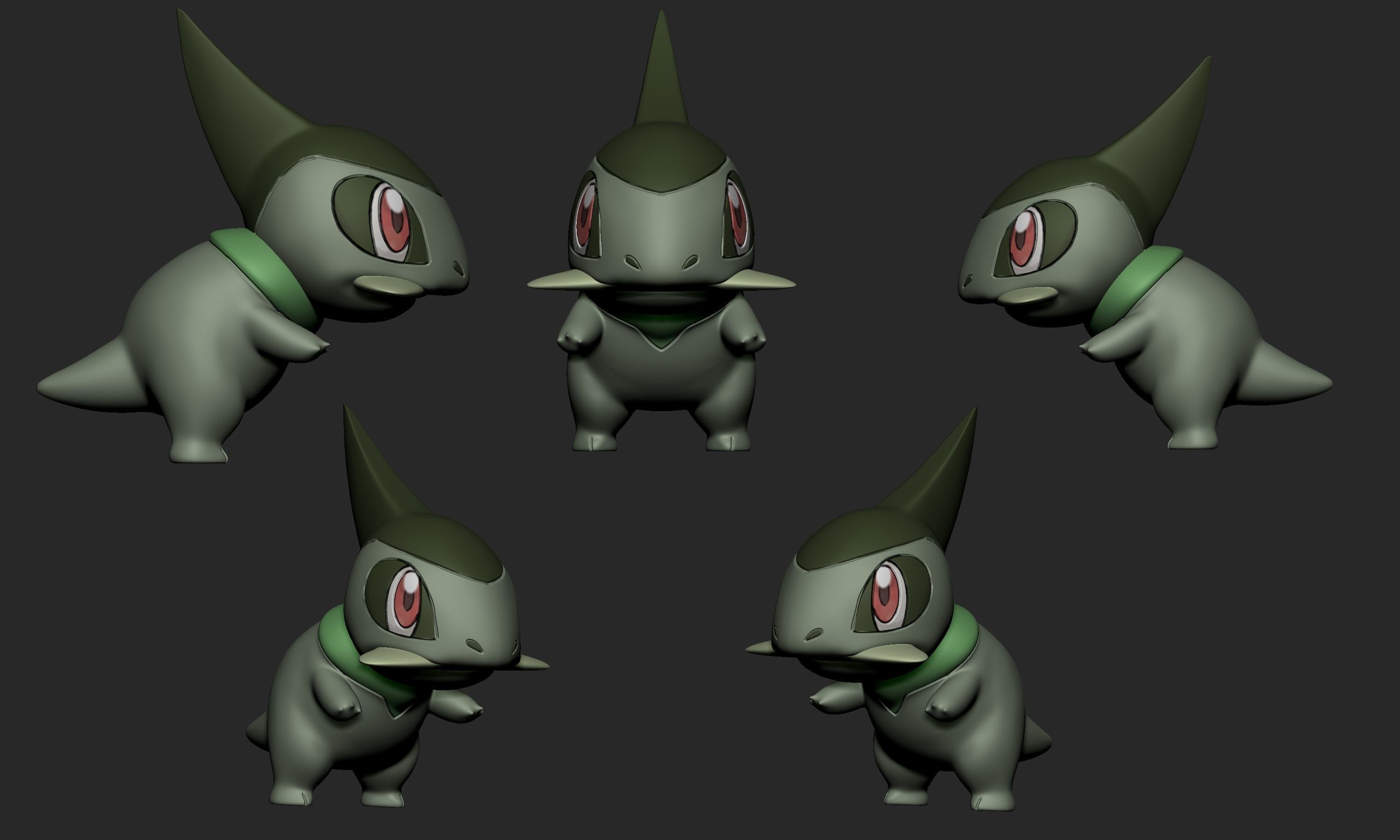 Pokemon - Axew Fraxure and Haxorus with two different poses each 3D print model_1