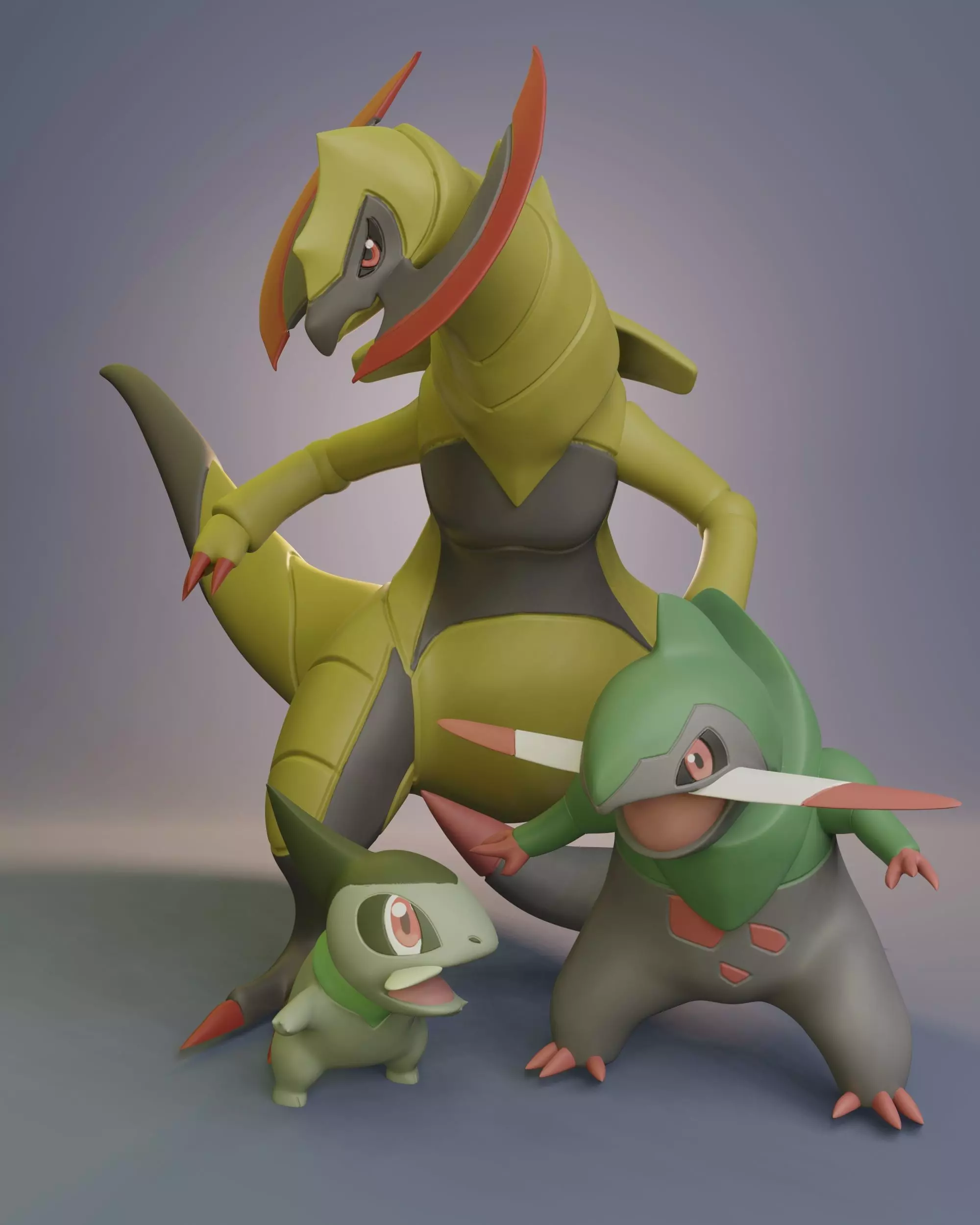 Pokemon - Axew Fraxure and Haxorus with two different poses each 3D print model_0