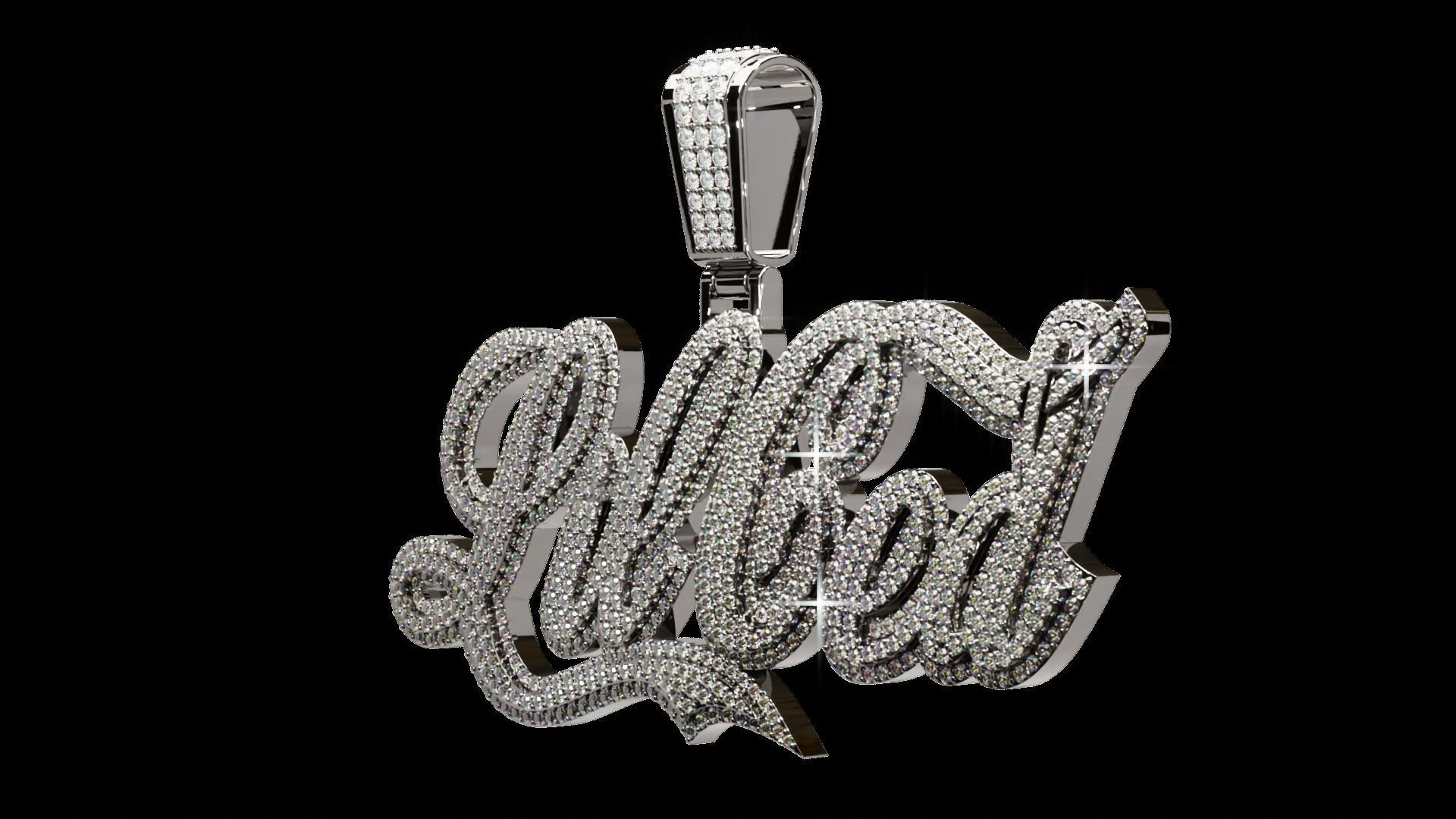 Iced out pendant 3D print model_15