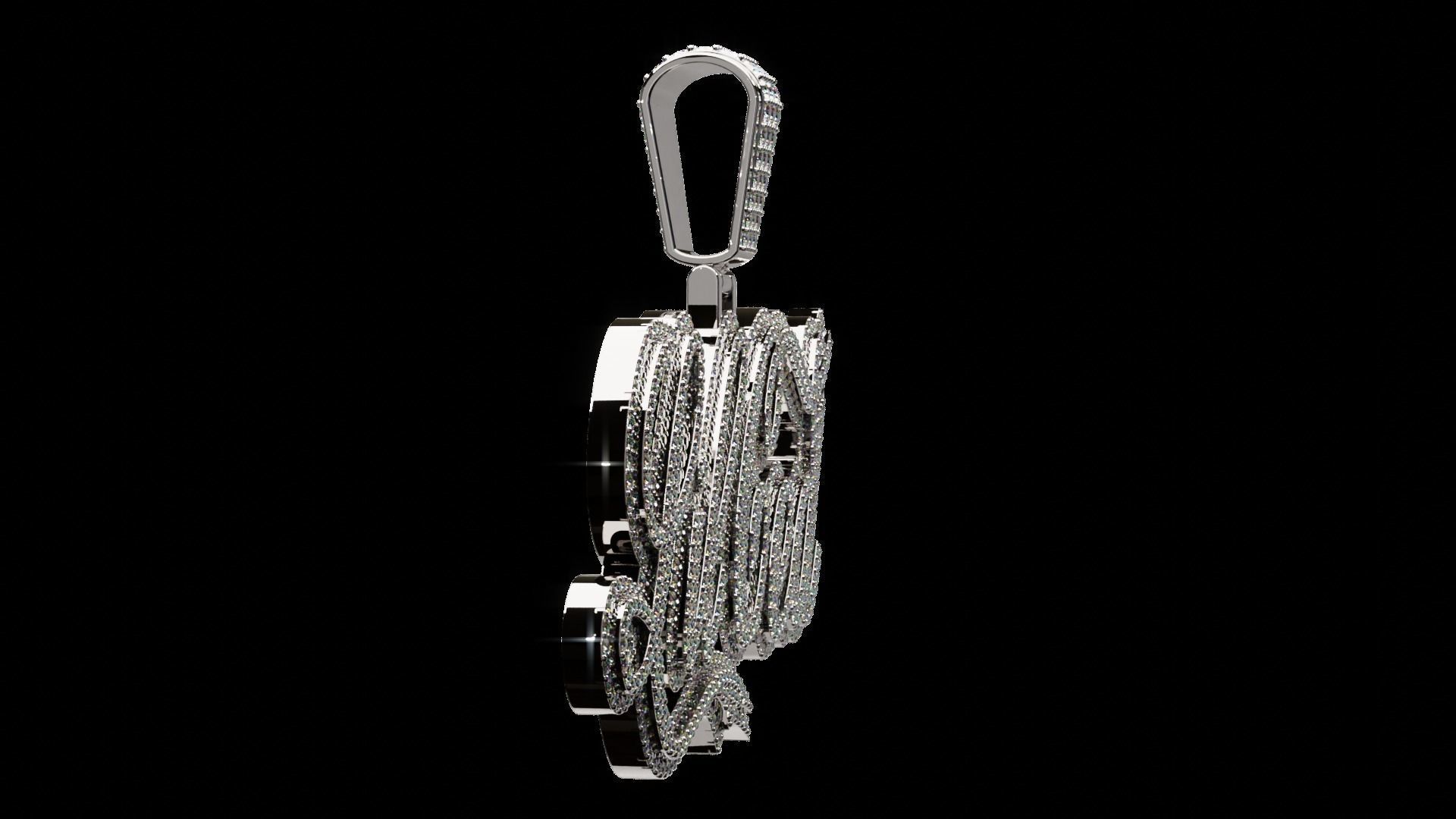Iced out pendant 3D print model_10