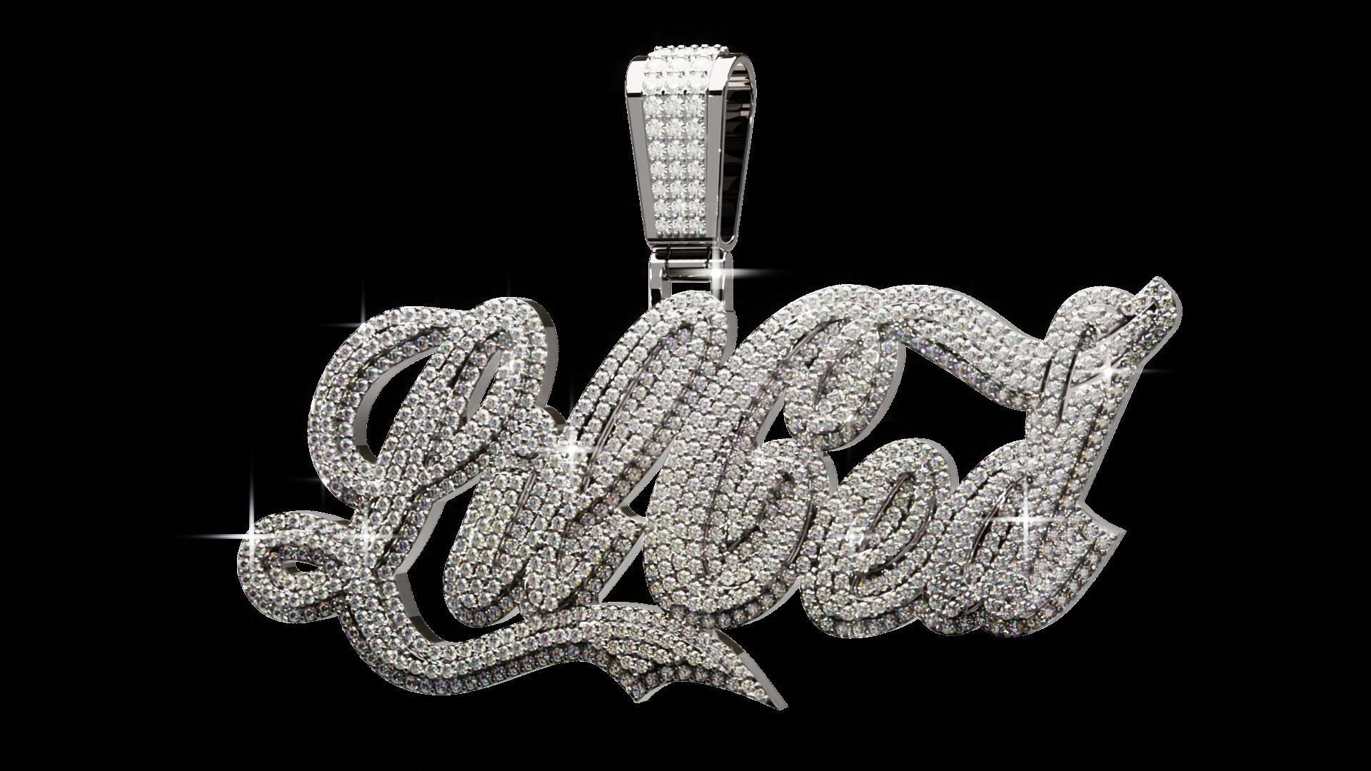 Iced out pendant 3D print model_6