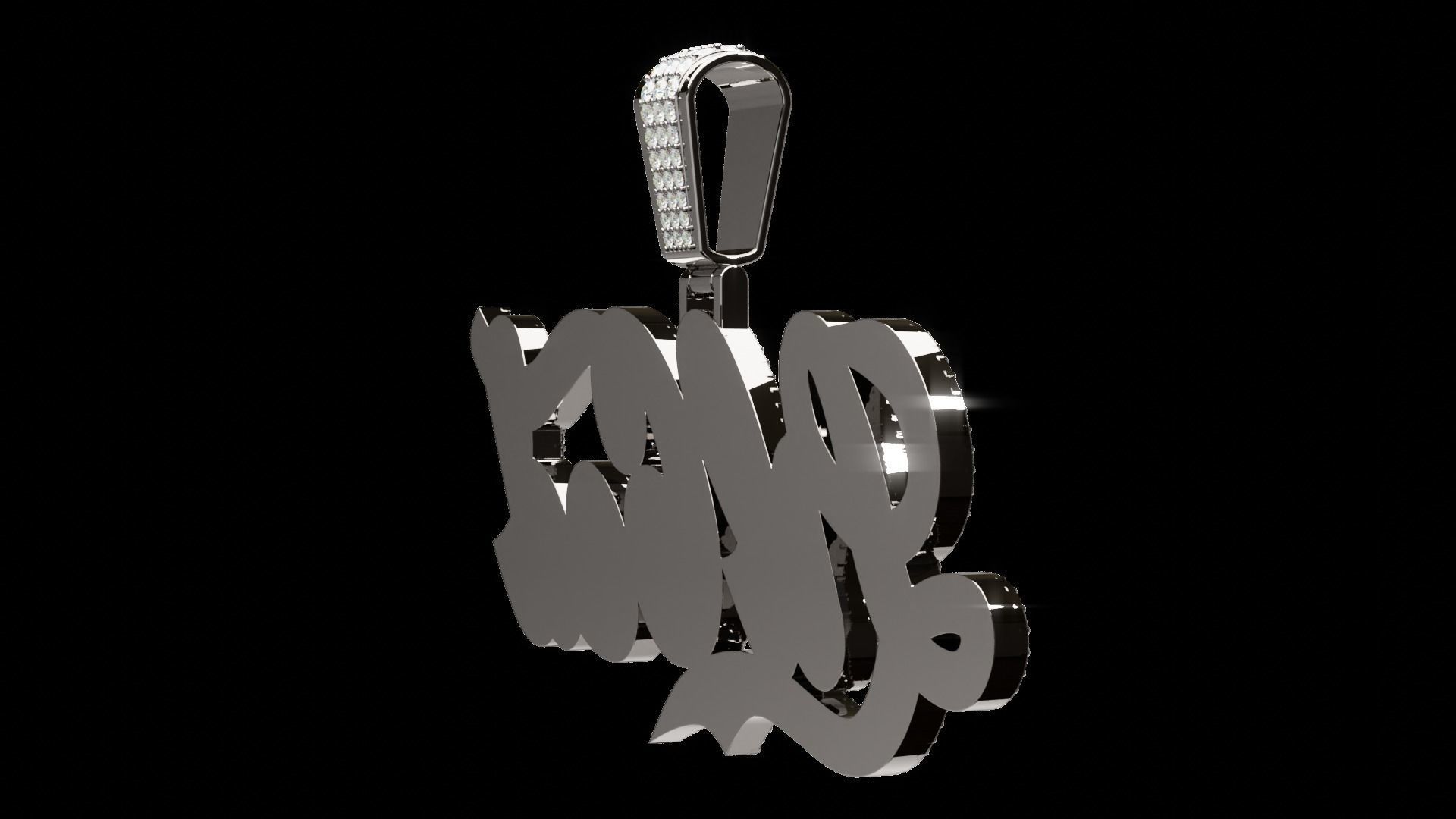 Iced out pendant 3D print model_11
