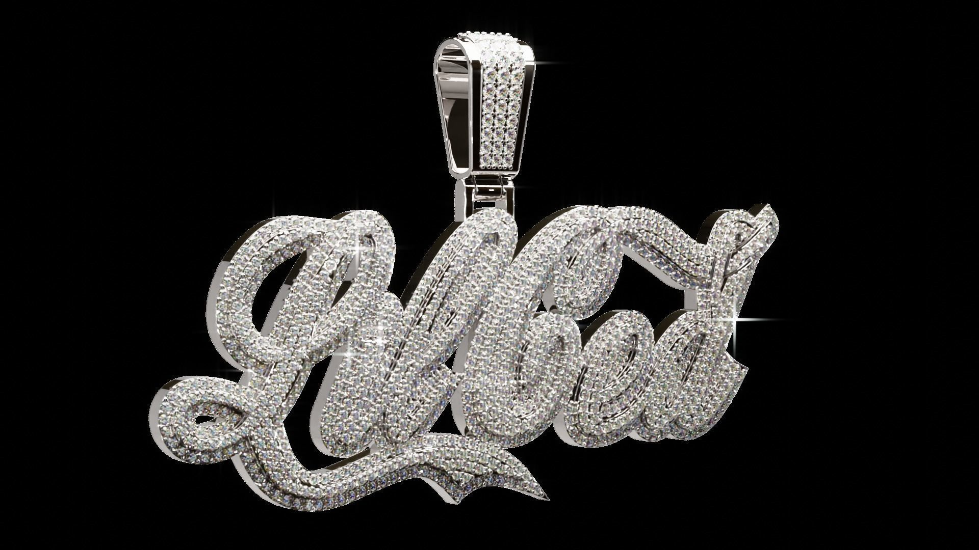 Iced out pendant 3D print model_4