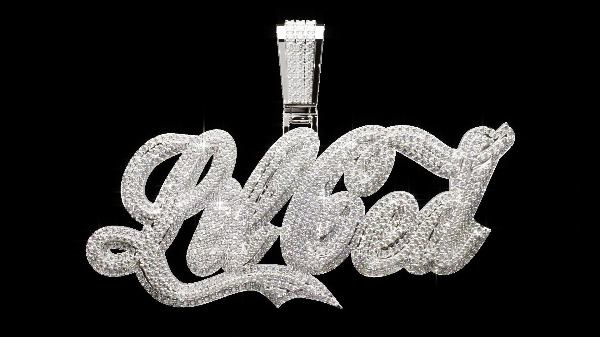 Iced out pendant 3D print model_2
