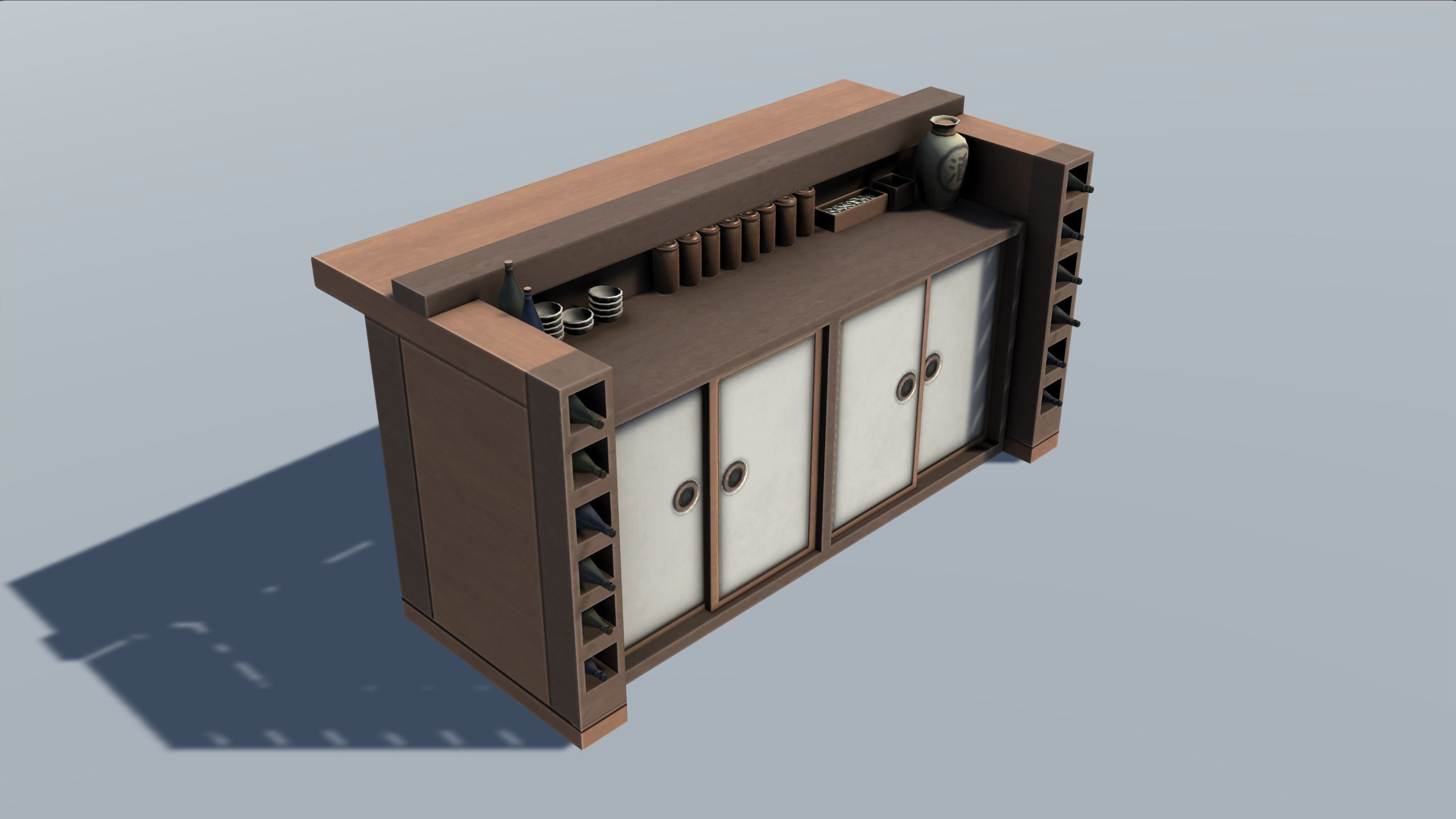 Japanese Furniture Set Low-poly 3D model_5