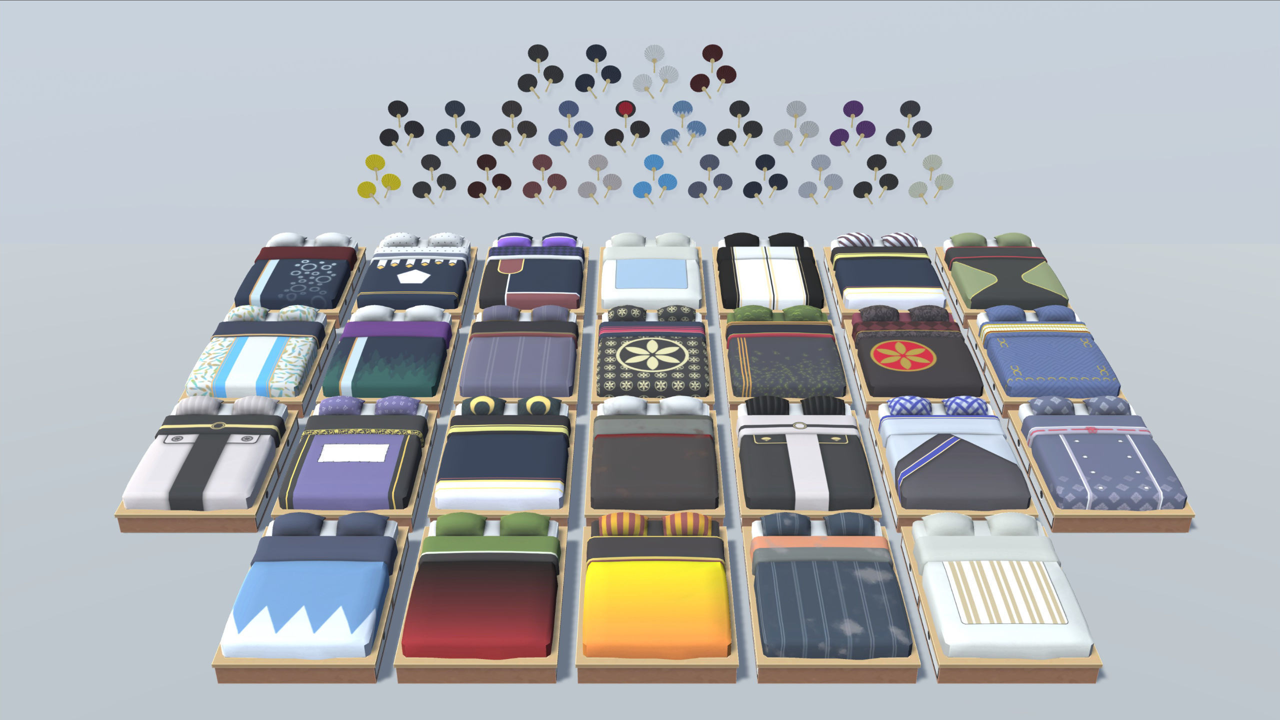 Japanese Furniture Set Low-poly 3D model_4