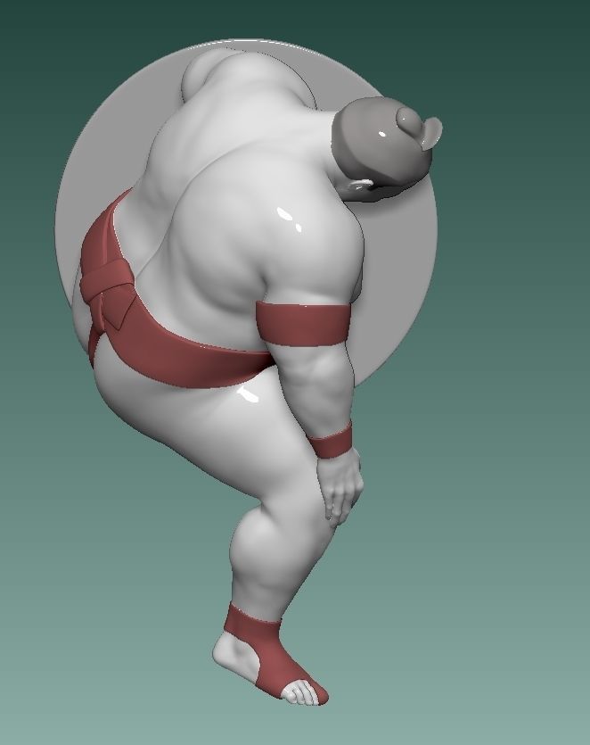 SUMO WRESTLER STANDING ON ONE LEG 3D print model_3