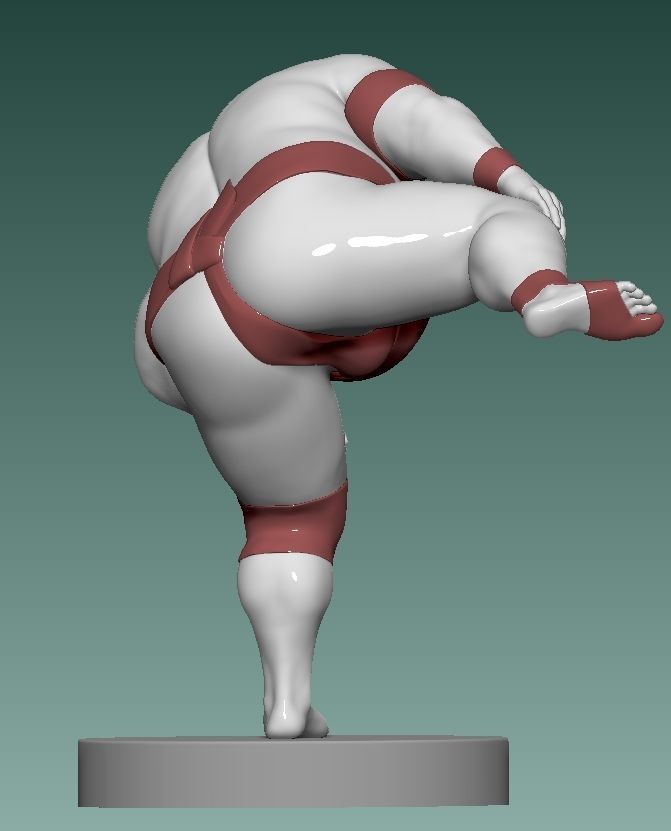 SUMO WRESTLER STANDING ON ONE LEG 3D print model_2