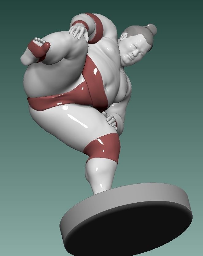 SUMO WRESTLER STANDING ON ONE LEG 3D print model_4