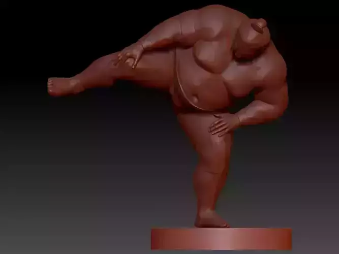 SUMO WRESTLER STANDING ON ONE LEG 3D print model