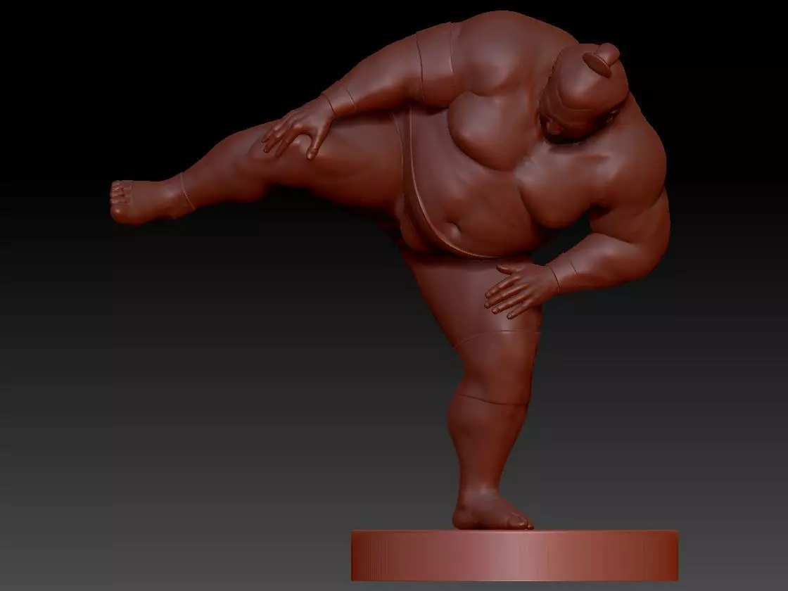 SUMO WRESTLER STANDING ON ONE LEG 3D print model_0
