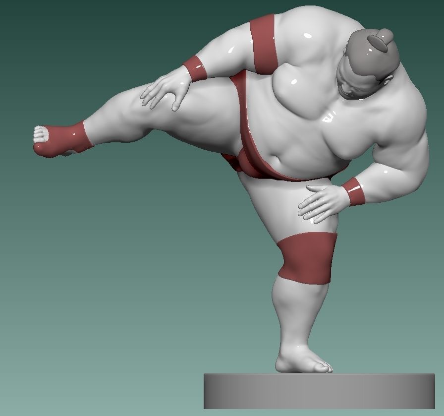 SUMO WRESTLER STANDING ON ONE LEG 3D print model_5