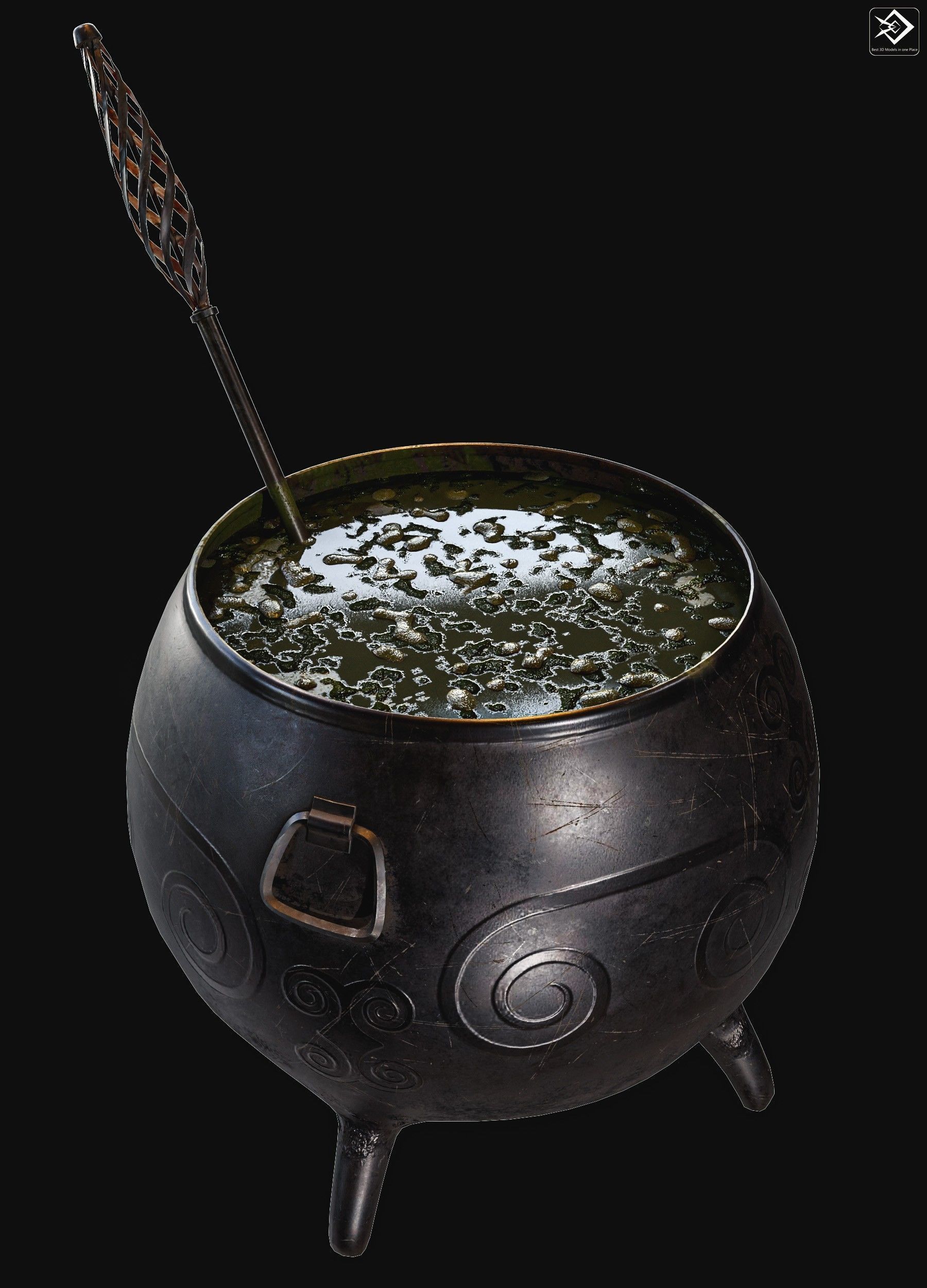 Witch Magic Pot Low-poly 3D model_1