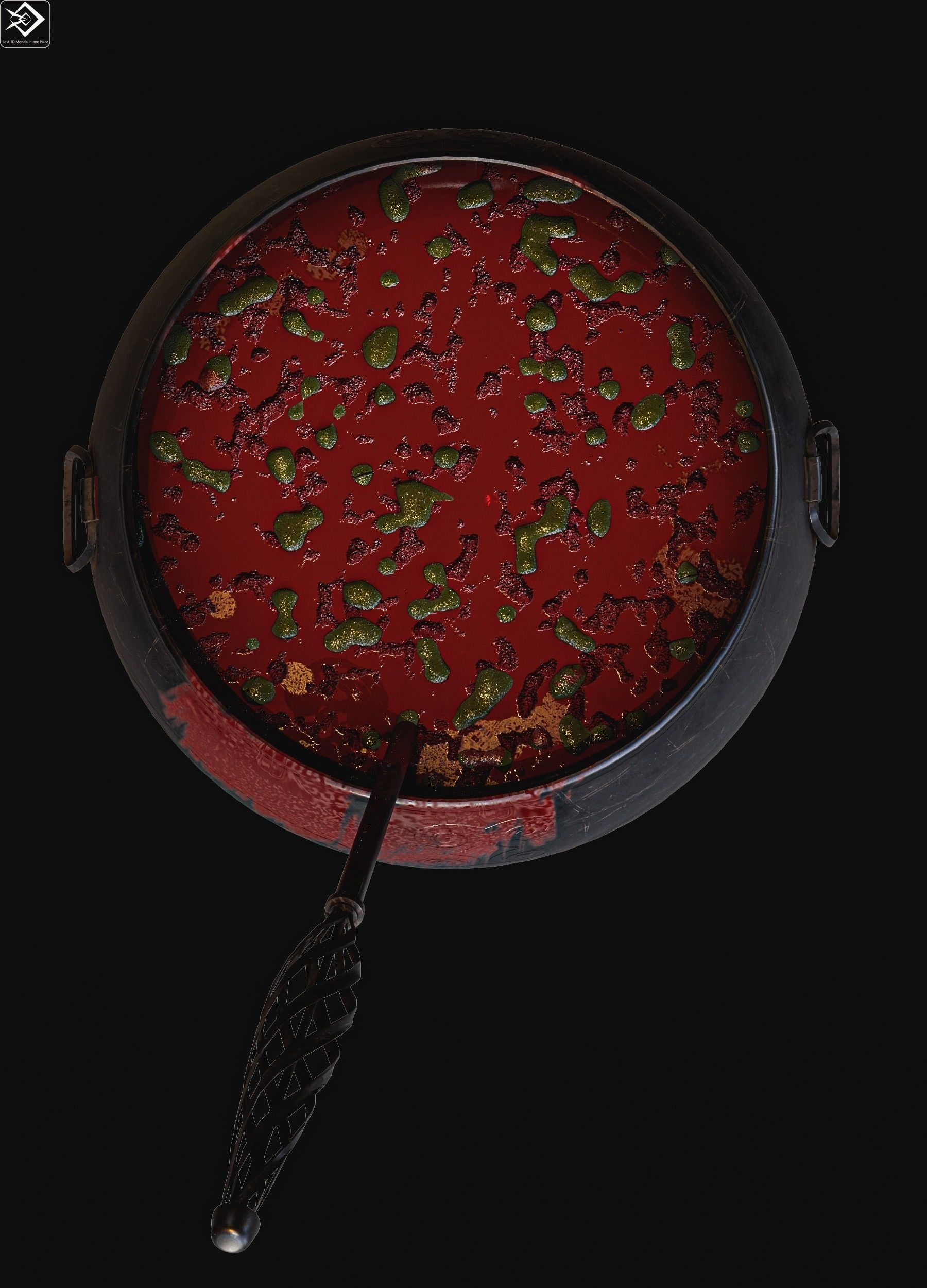 Witch Magic Pot Low-poly 3D model_10