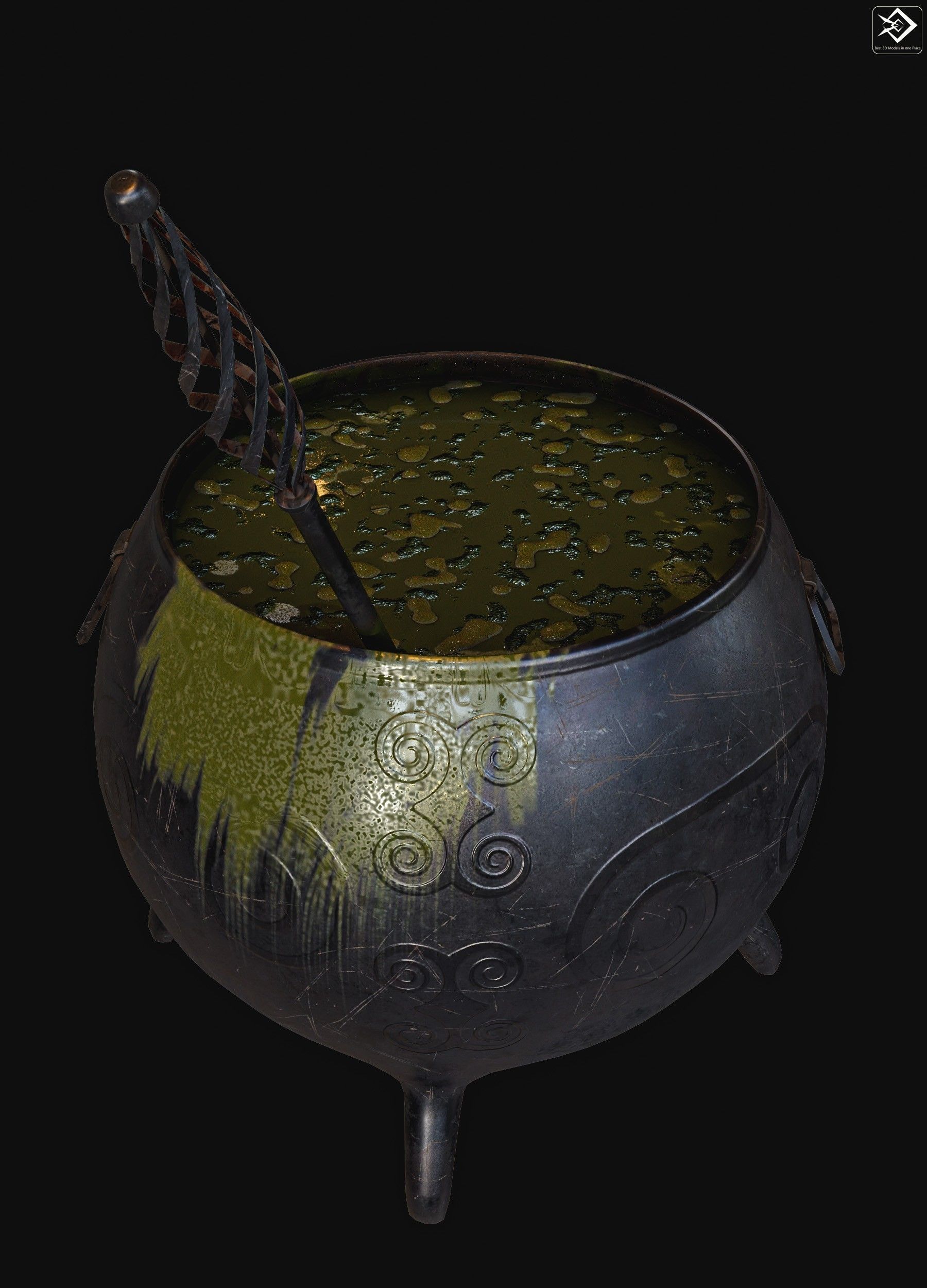 Witch Magic Pot Low-poly 3D model_9