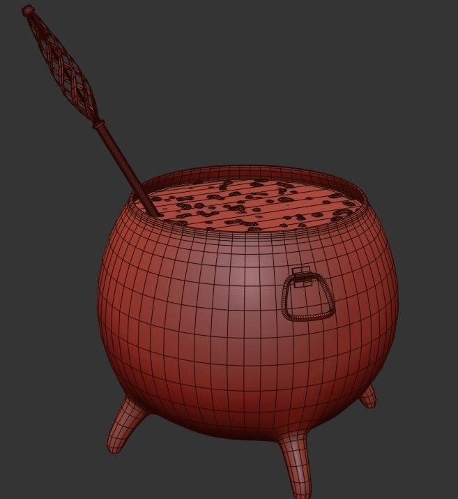 Witch Magic Pot Low-poly 3D model_11