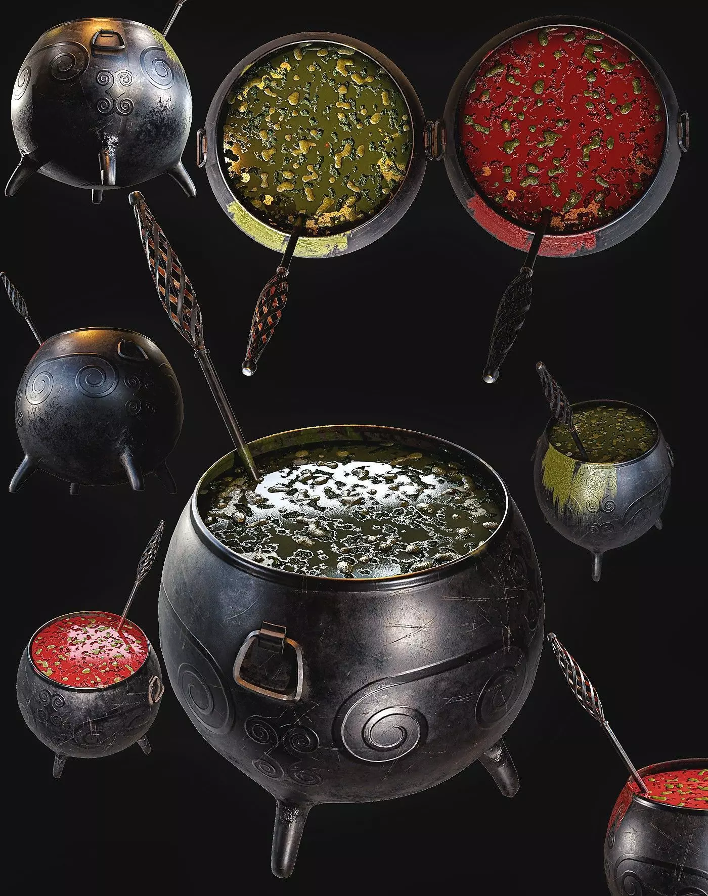 Witch Magic Pot Low-poly 3D model_0