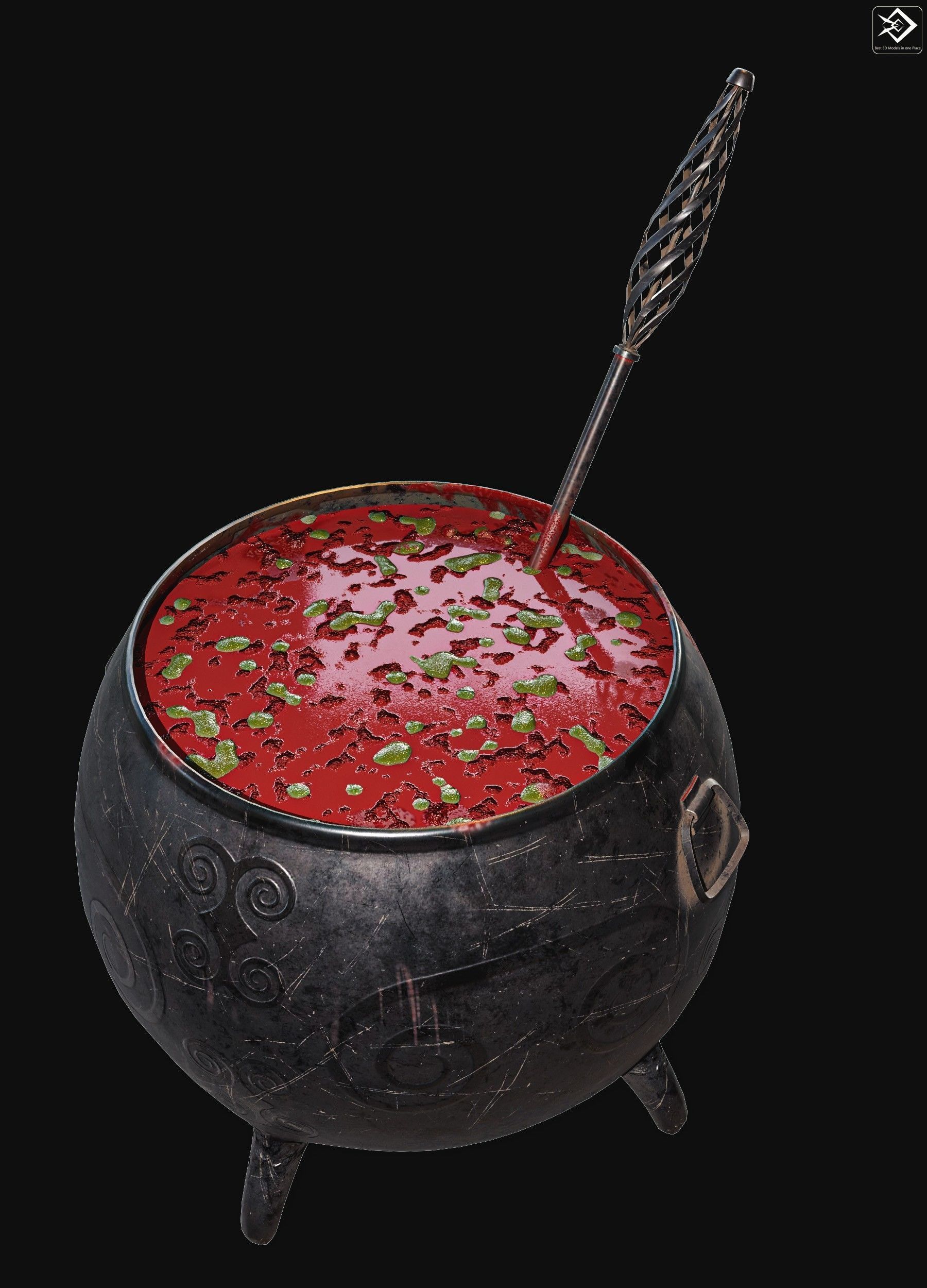 Witch Magic Pot Low-poly 3D model_4