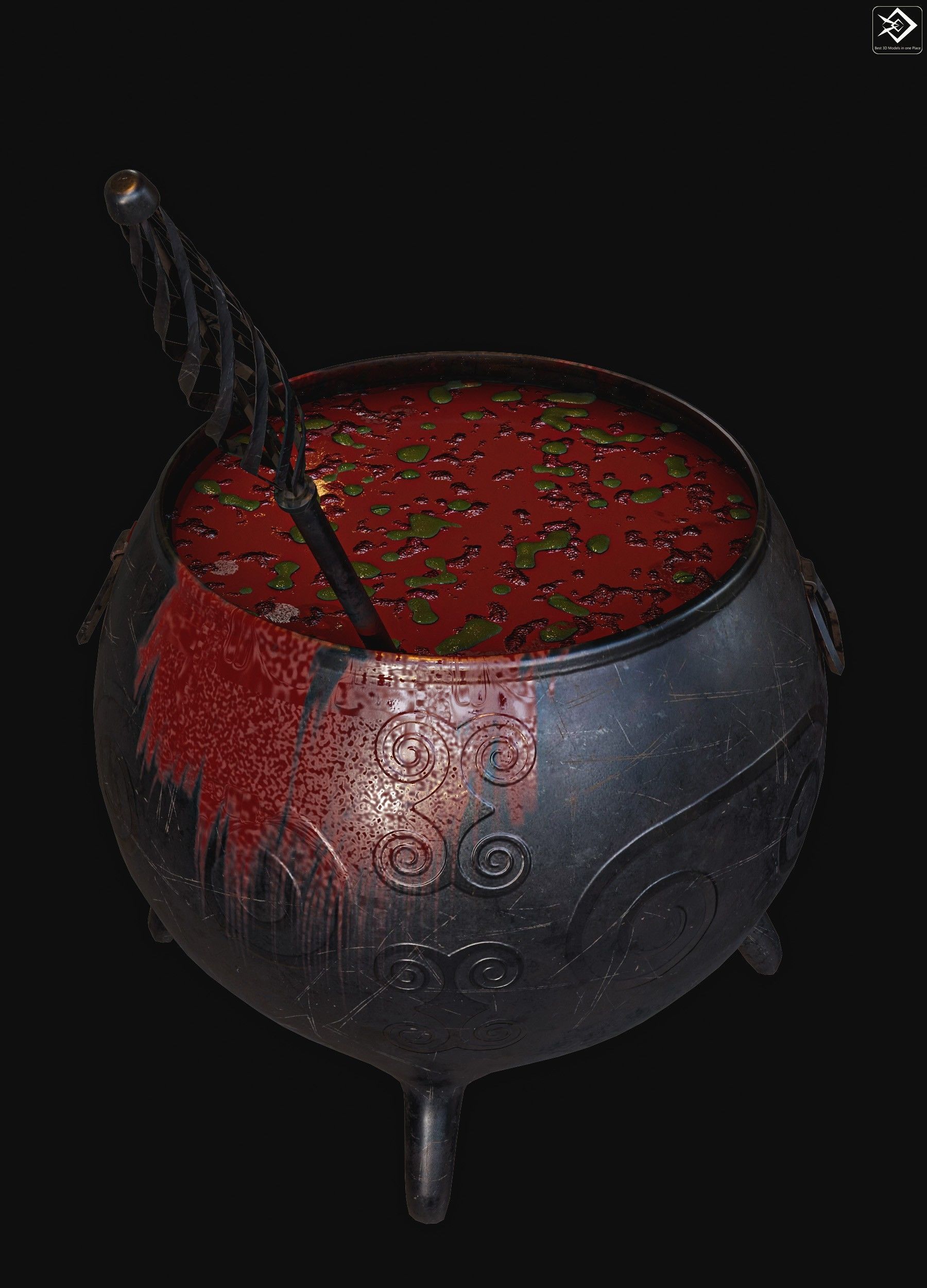 Witch Magic Pot Low-poly 3D model_8