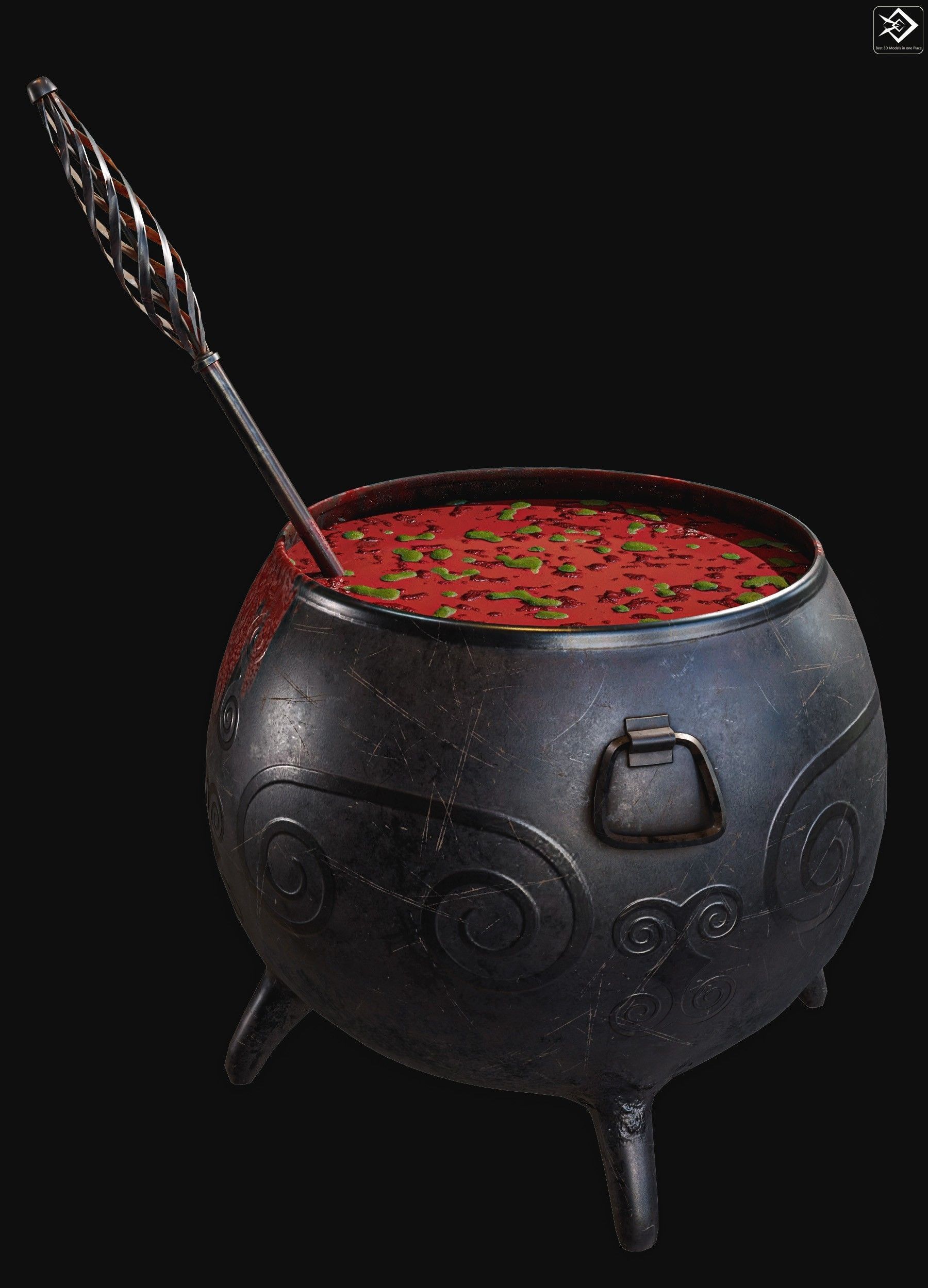 Witch Magic Pot Low-poly 3D model_2