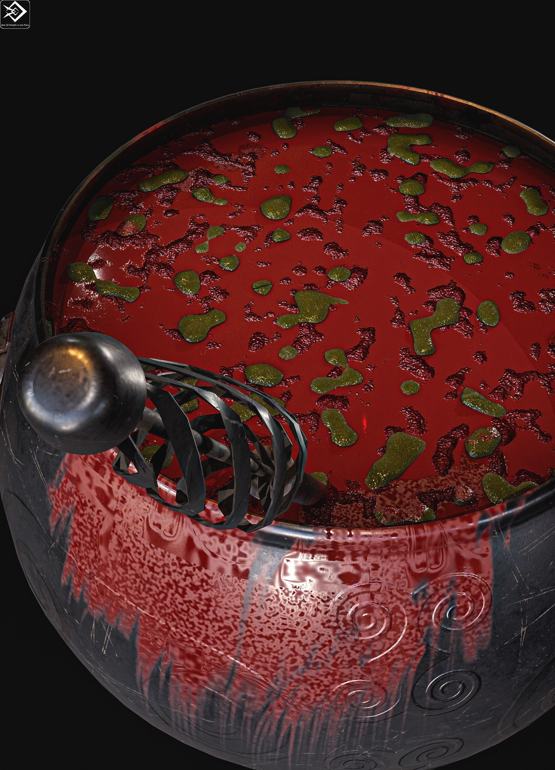 Witch Magic Pot Low-poly 3D model_6