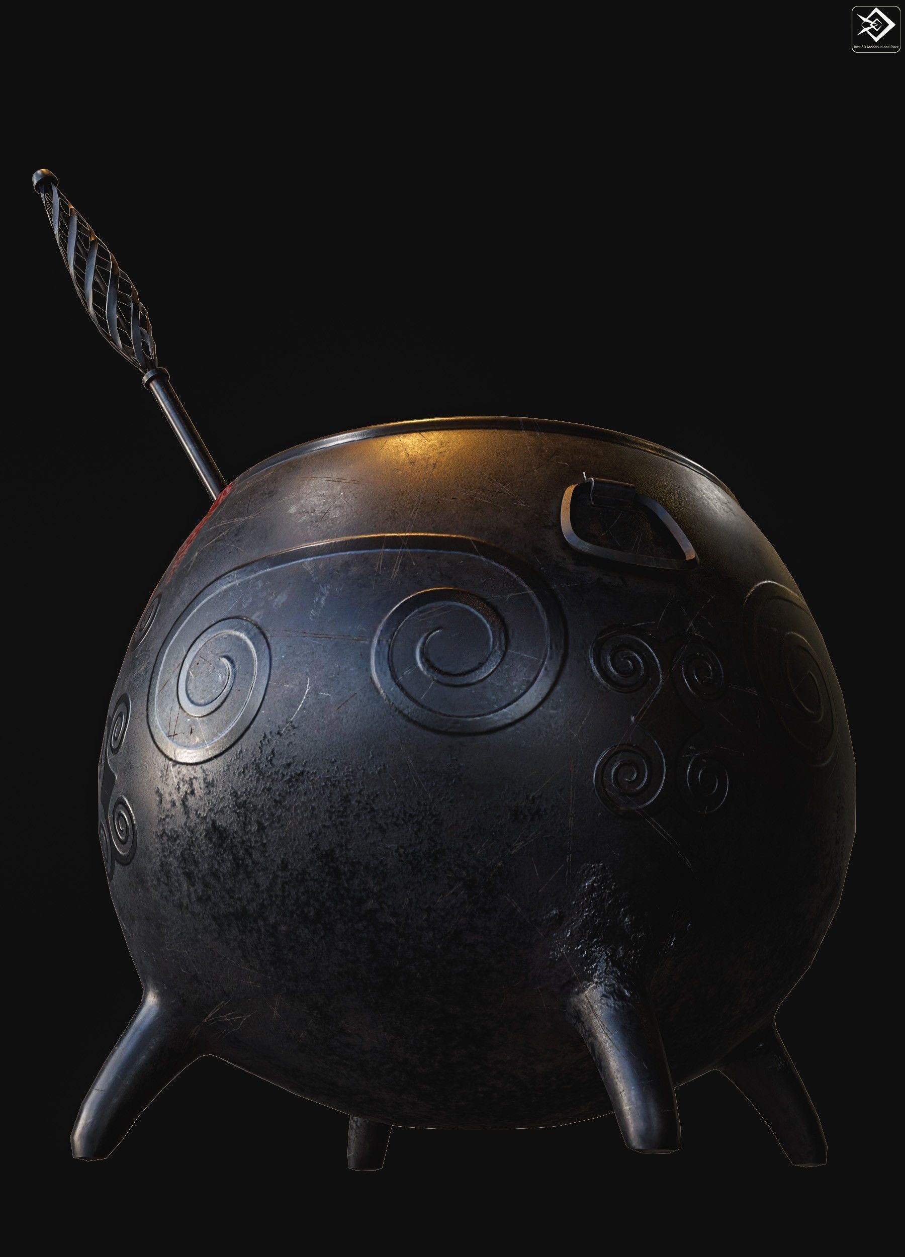 Witch Magic Pot Low-poly 3D model_7