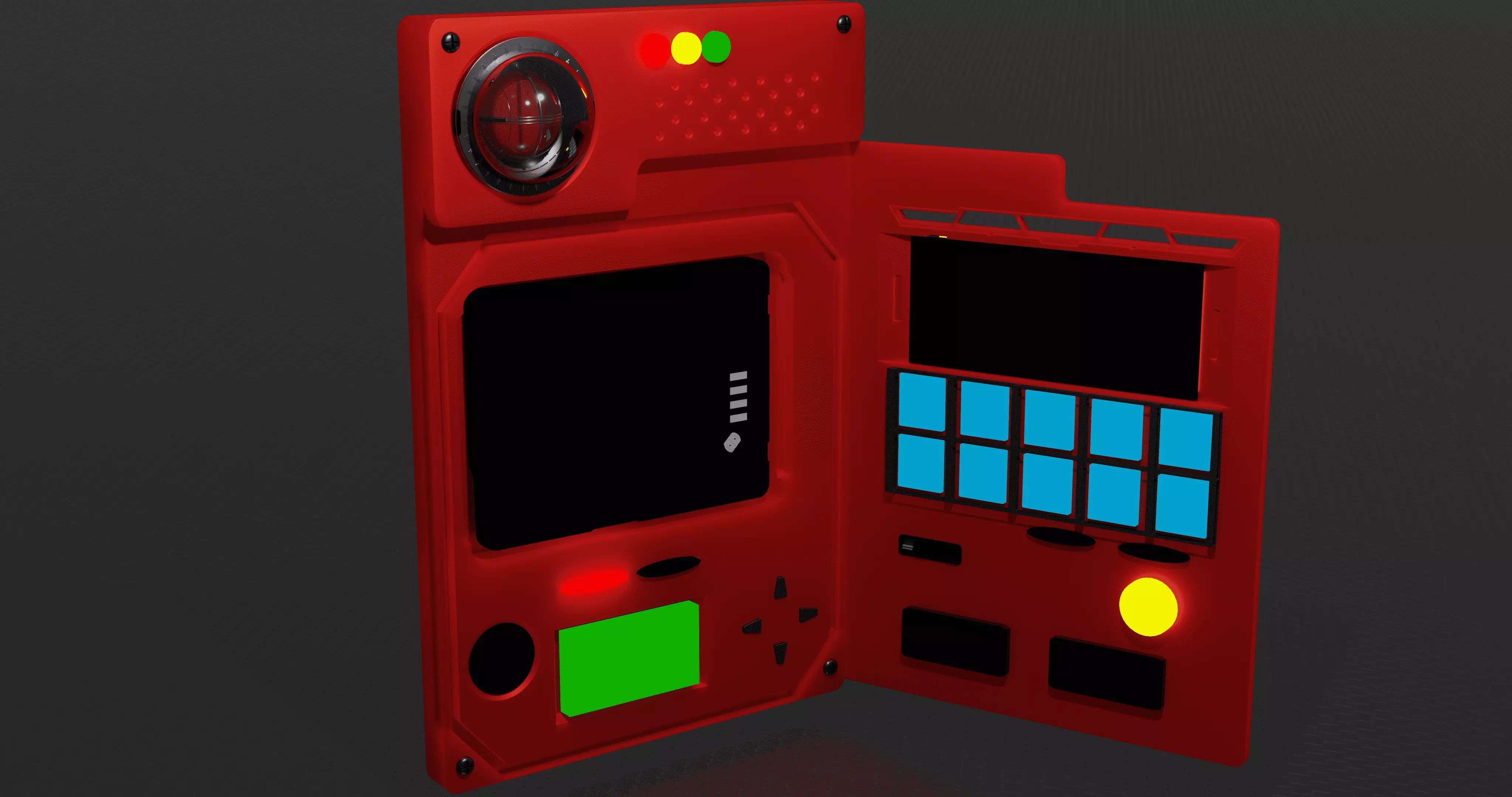 Pokedex phone with buttons 3D model_0