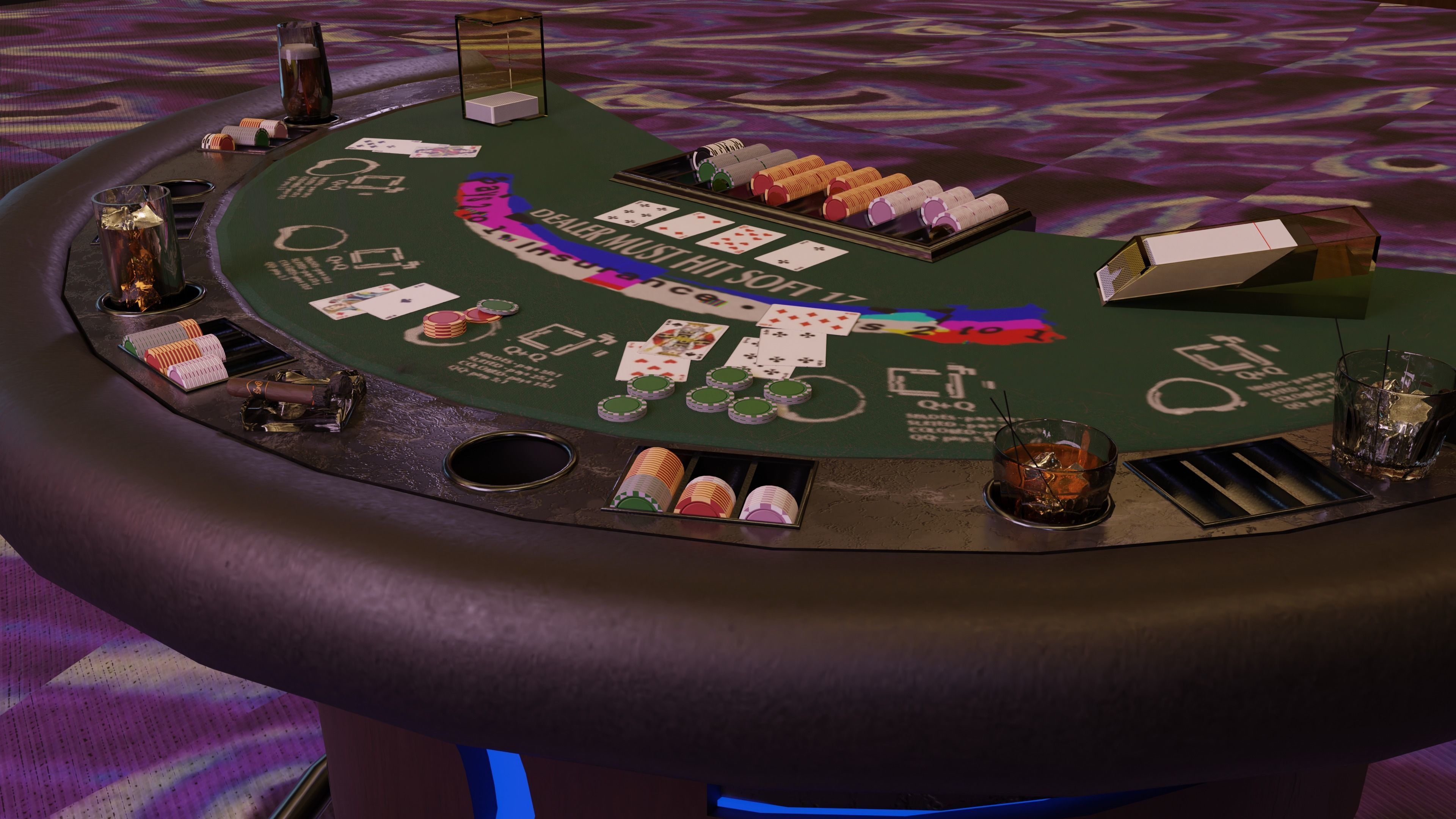 Casino Blackjack Table Low-poly 3D model_4