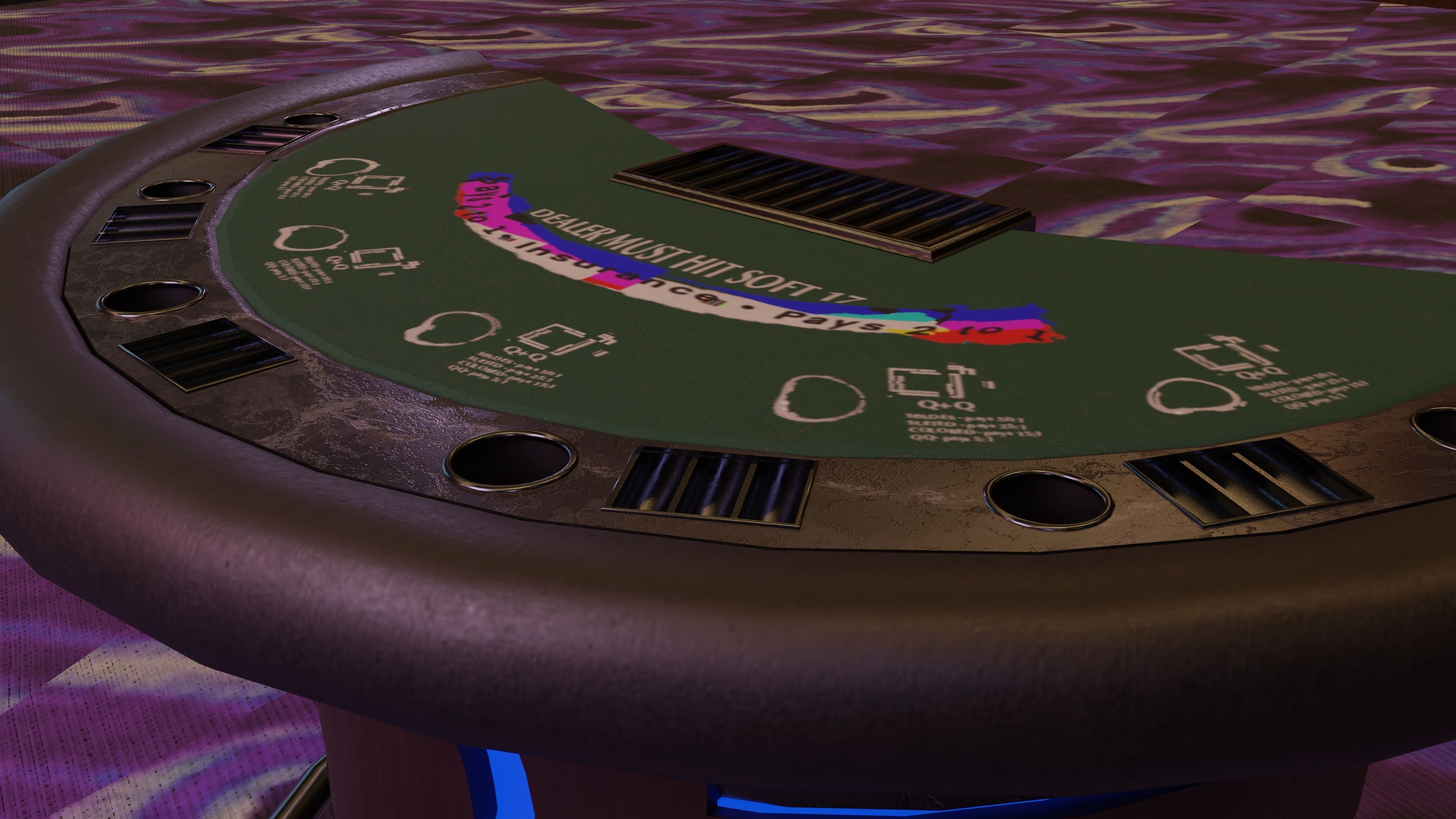 Casino Blackjack Table Low-poly 3D model_3