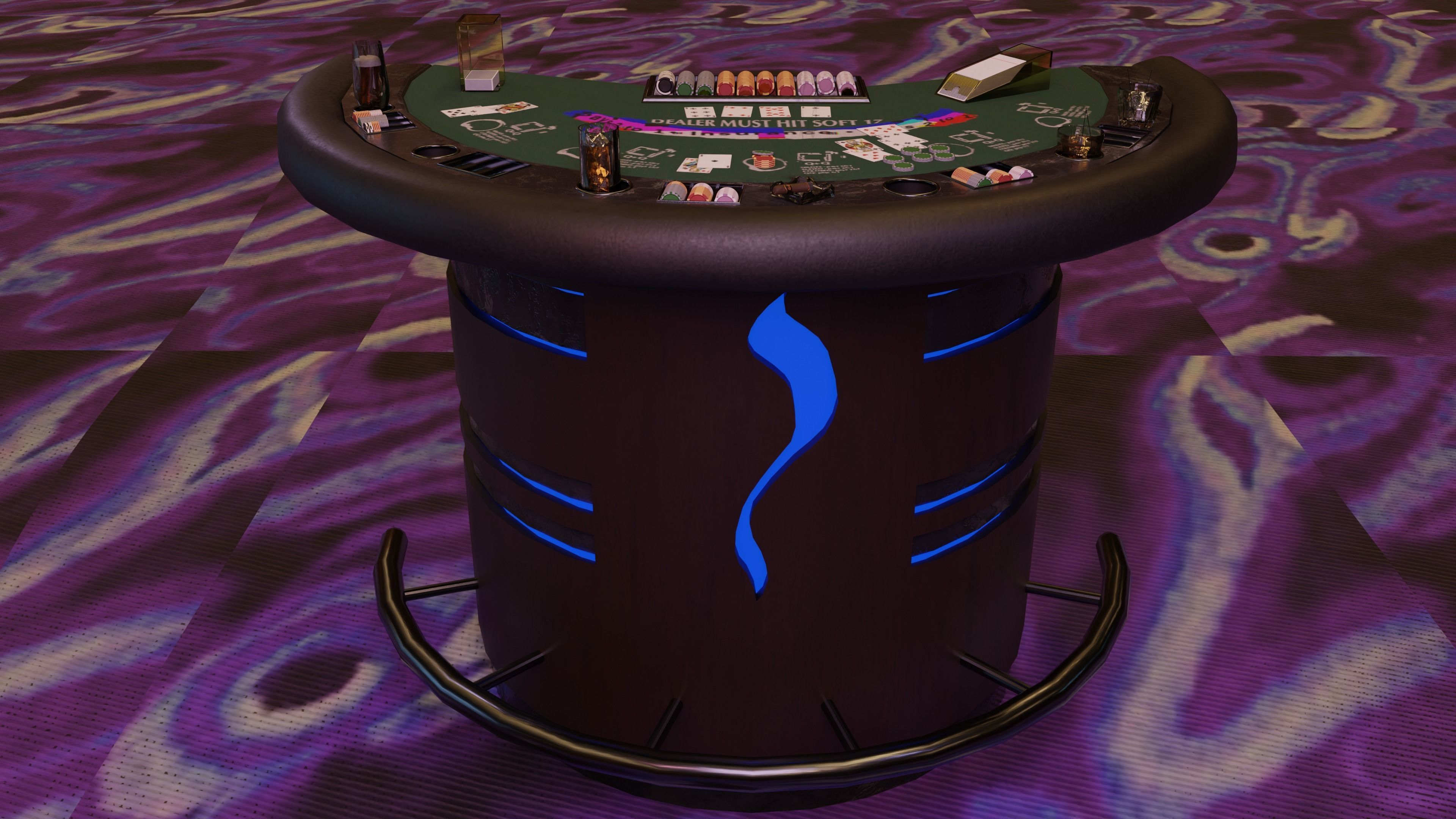 Casino Blackjack Table Low-poly 3D model_1
