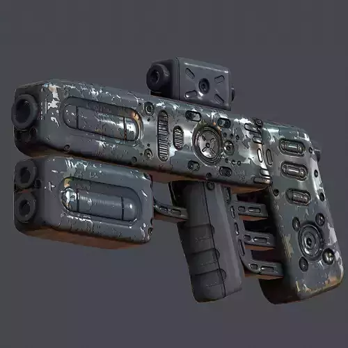 Gun scifi 3d model scifi Low-poly Low-poly 3D model Low-poly 