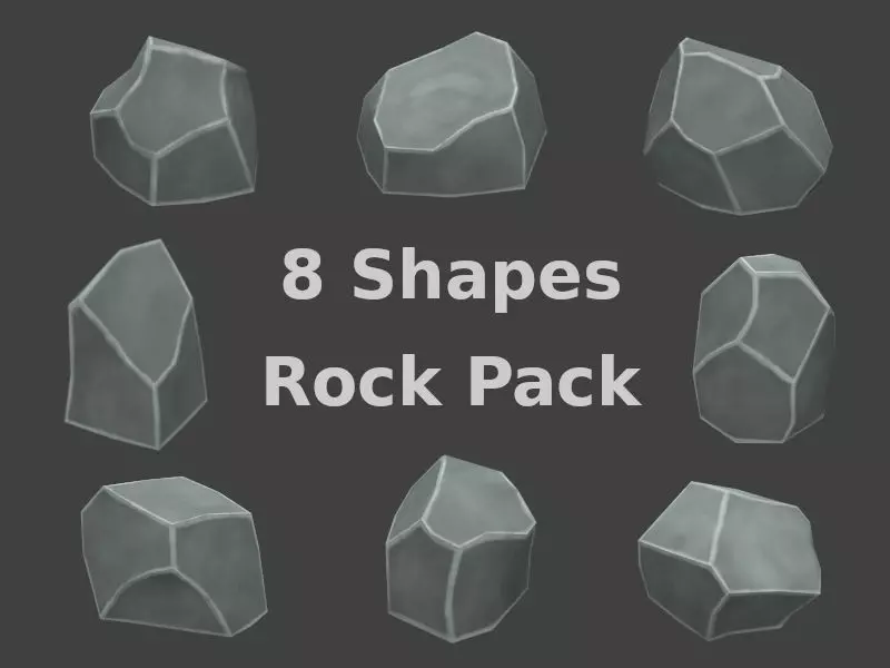Hand-painted rocks pack Free low-poly 3D model
