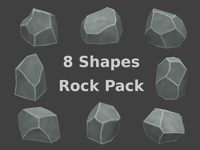 Hand-painted rocks pack Free low-poly 3D model