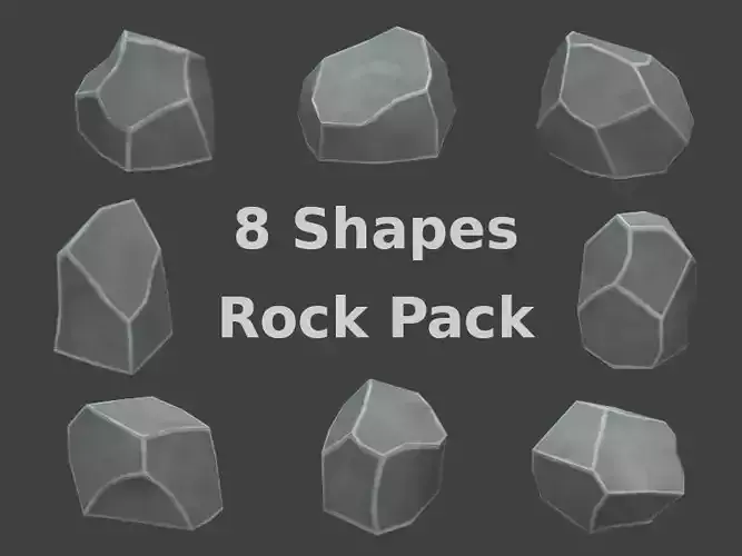 Hand-painted rocks pack Free low-poly 3D model