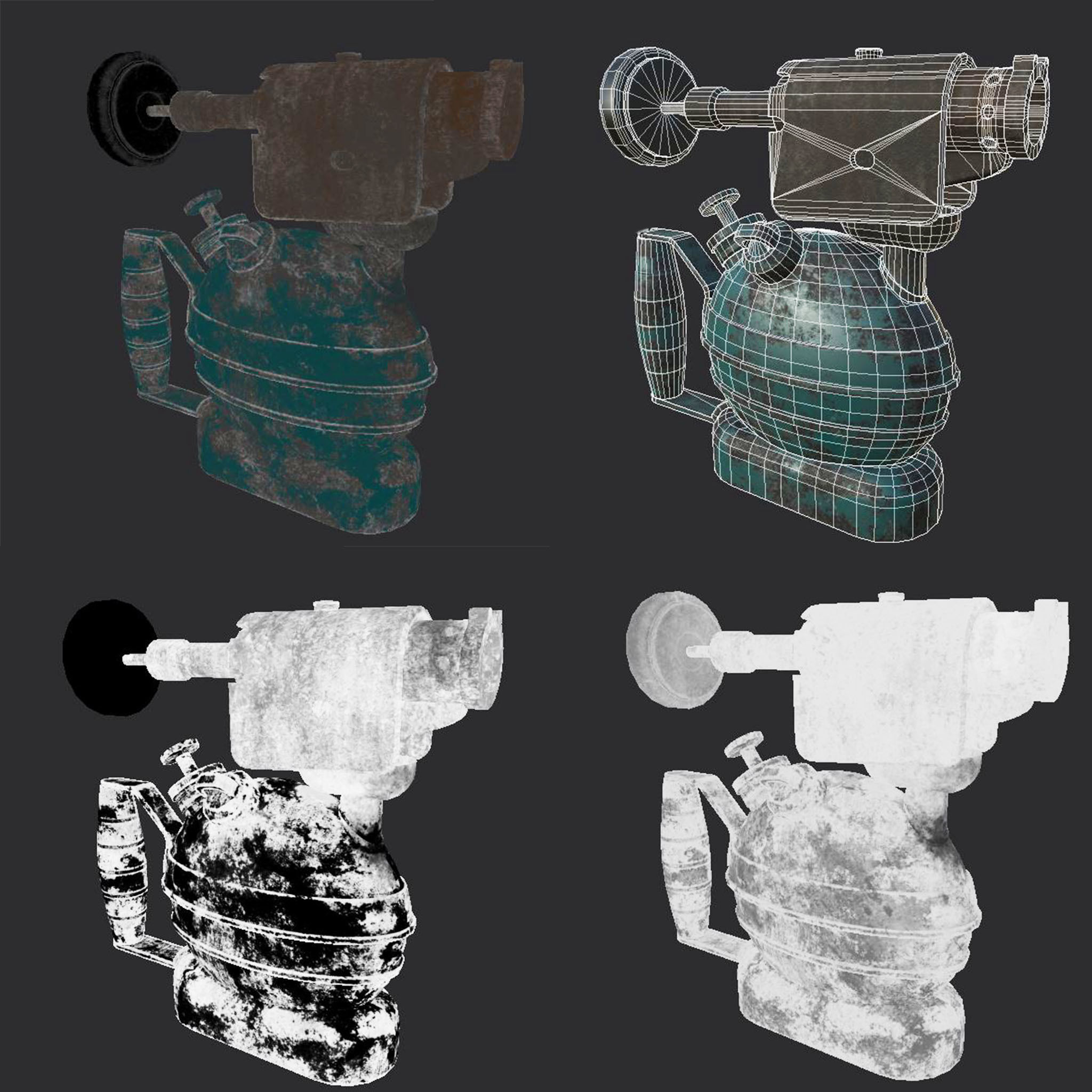 Old blow torch Low-poly 3D model_9