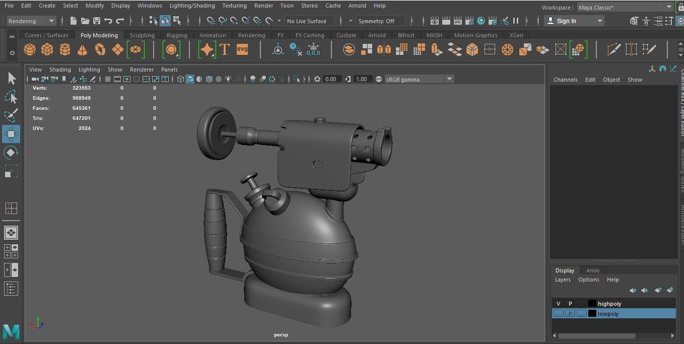 Old blow torch Low-poly 3D model_11