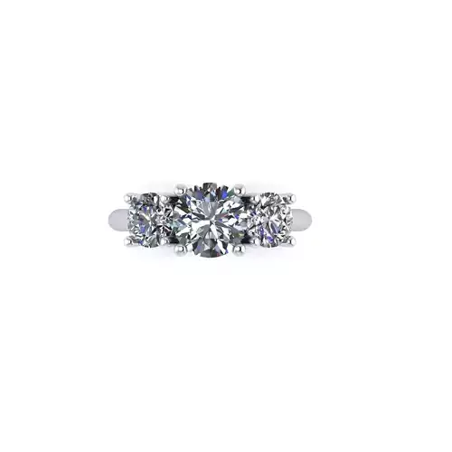Three Stone Solid Love Diamond Ring