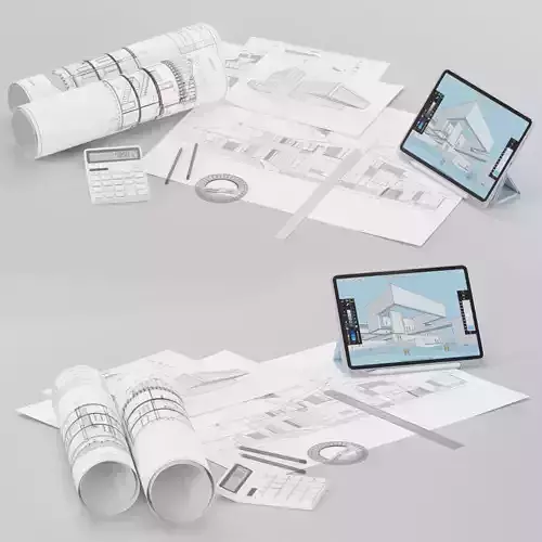 Draftsman architect set desktop filling