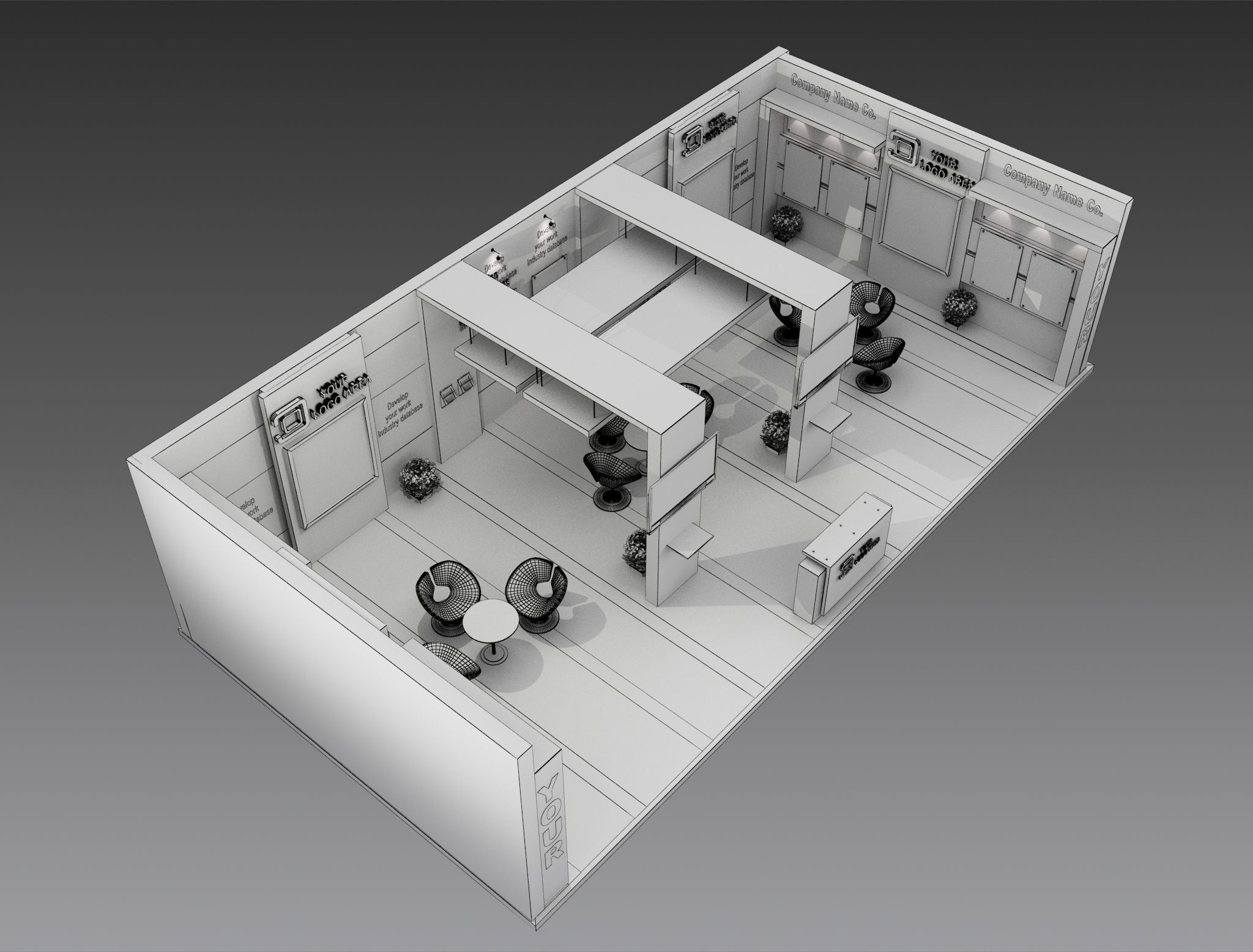 Booth Exhibition Stand a517b 3D model_17